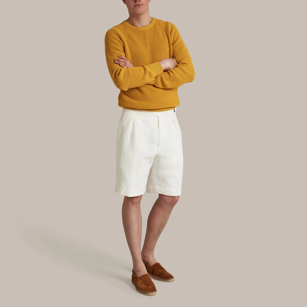 Ribbed Cotton Raglan Sleeved Sweater In Gold - Image 5