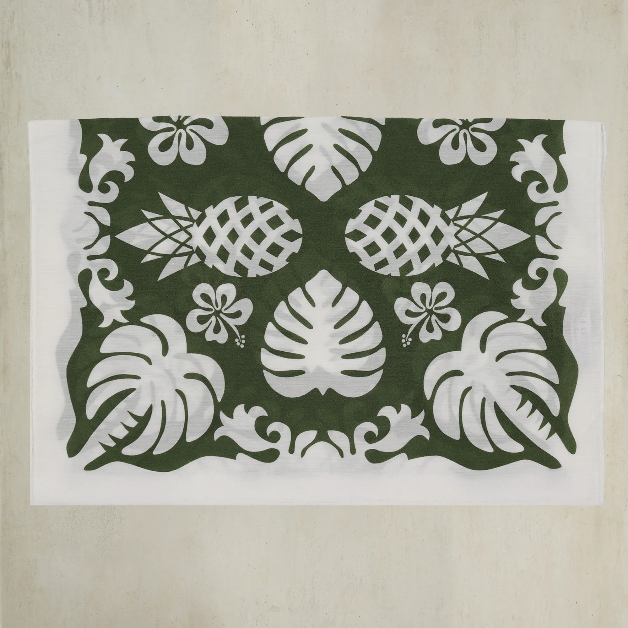 Cotton And Silk Pineapple Print Scarf in Green - Image 2