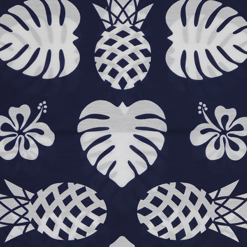 Cotton And Silk Pineapple Print Scarf in Navy - Image 4