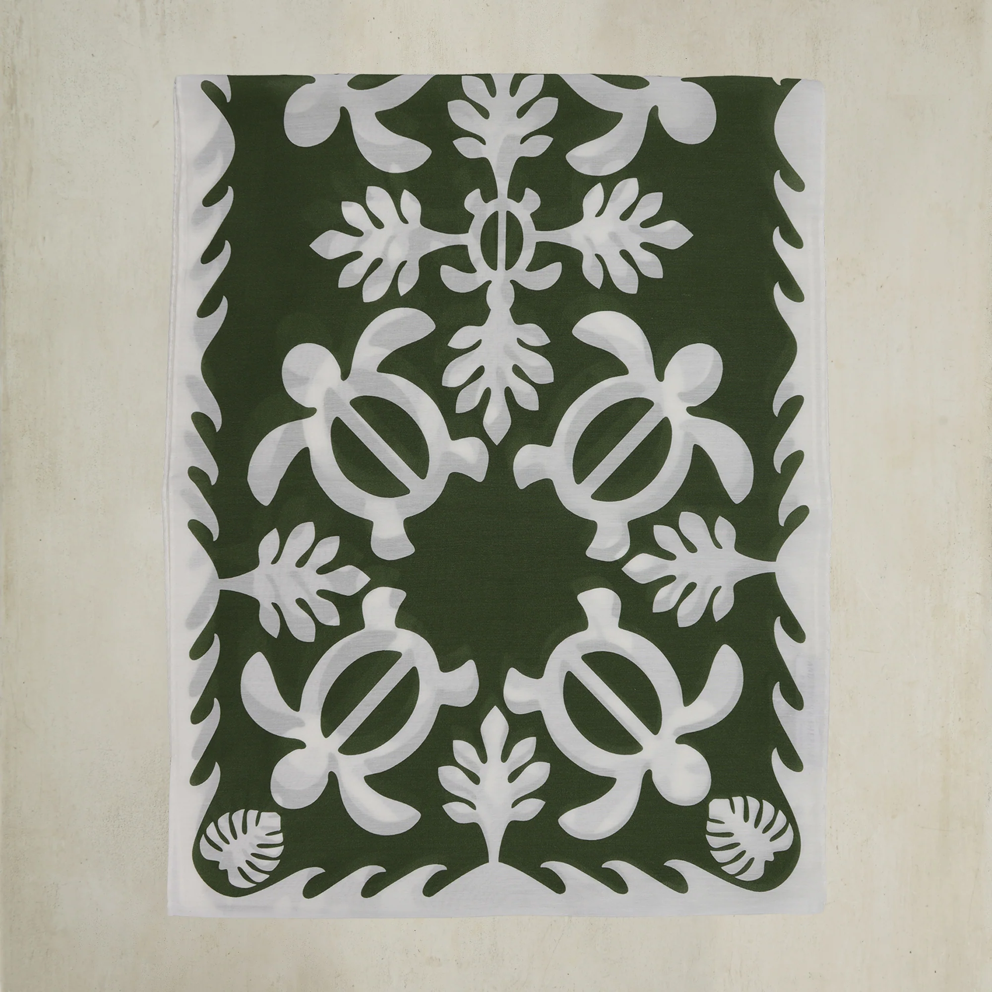 Cotton And Silk Turtle Print Scarf in Green - Image 3