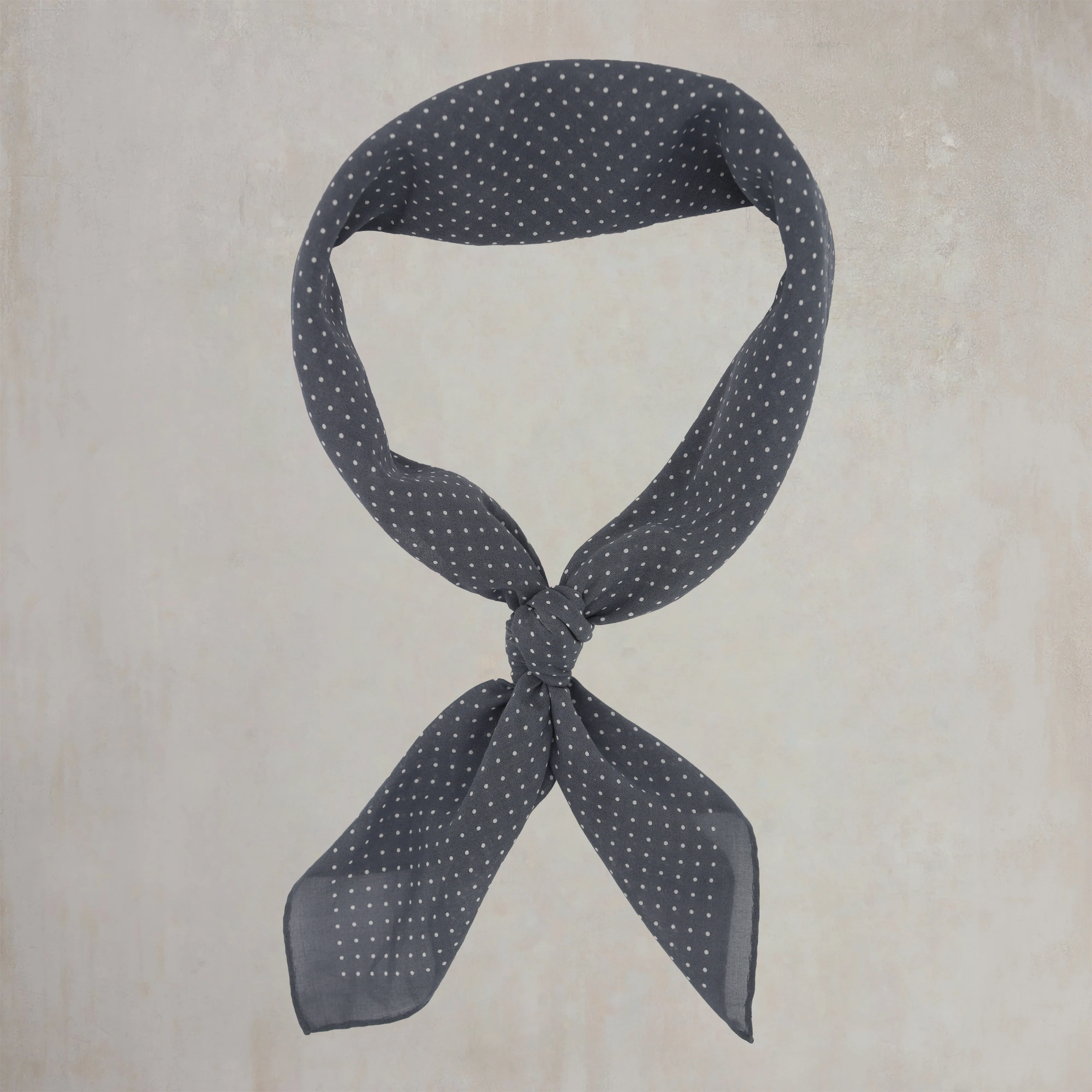 Cotton Spotted Neckerchief in Grey and White