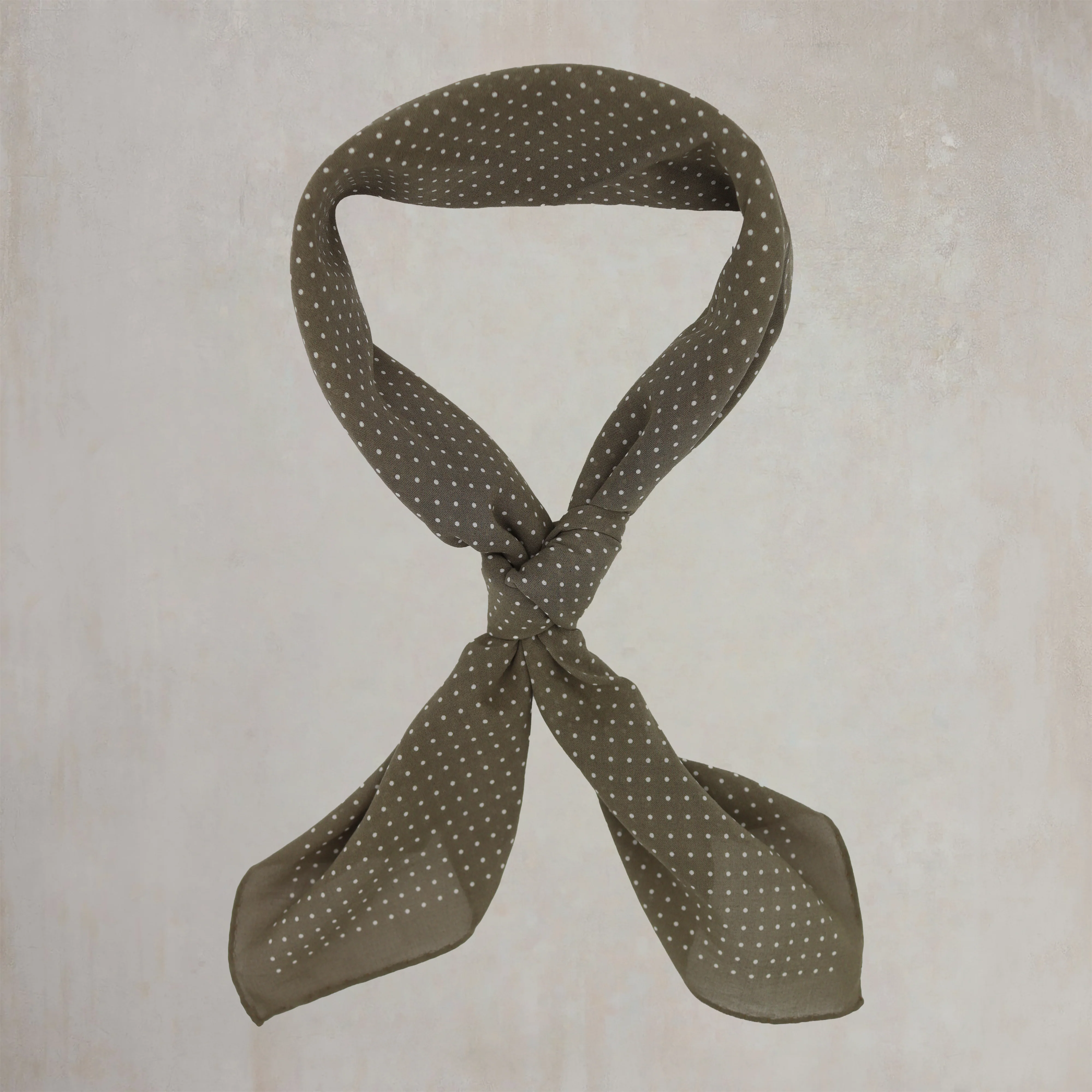 Cotton Spotted Neckerchief in Light Brown and White