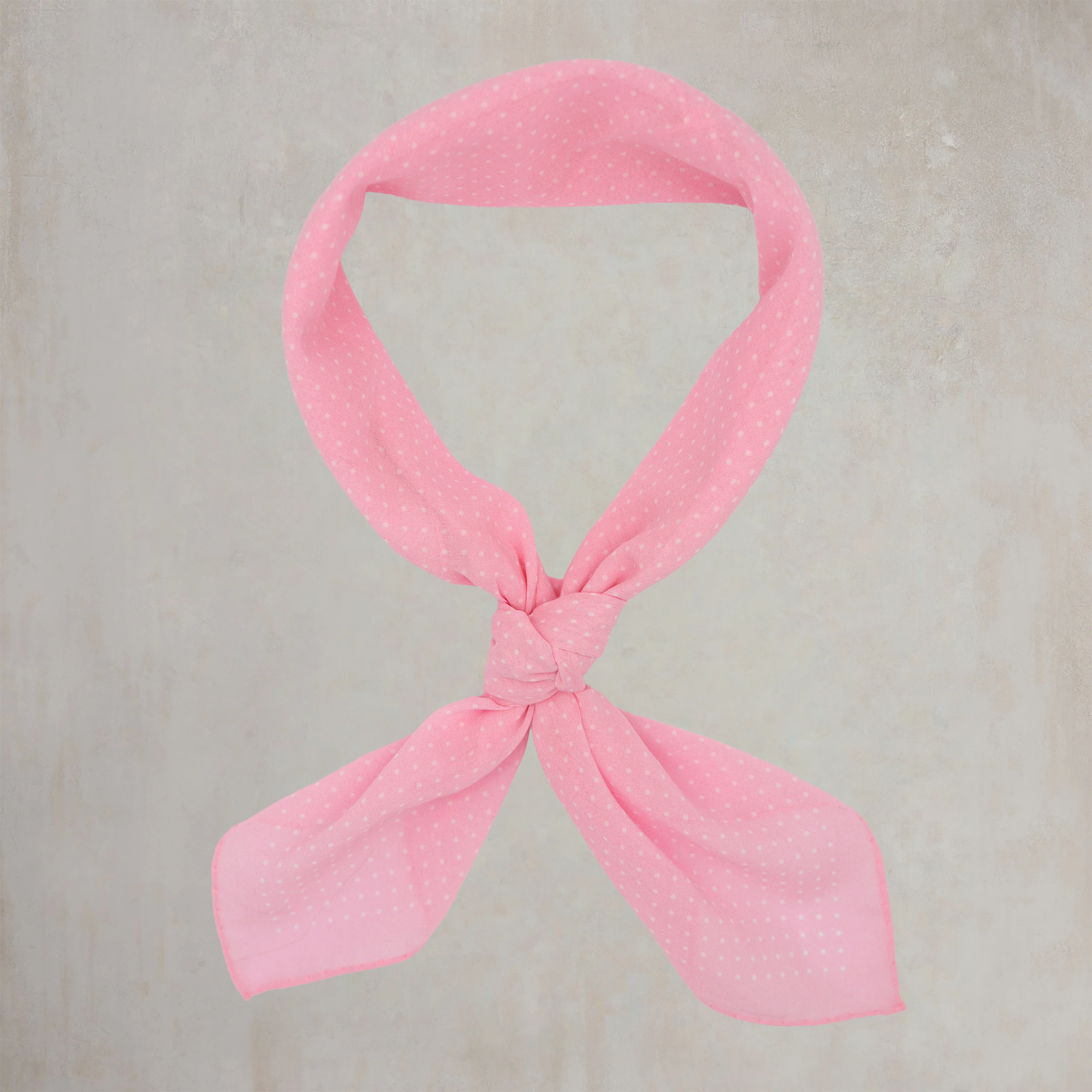 Cotton Spotted Neckerchief in Light Pink and White
