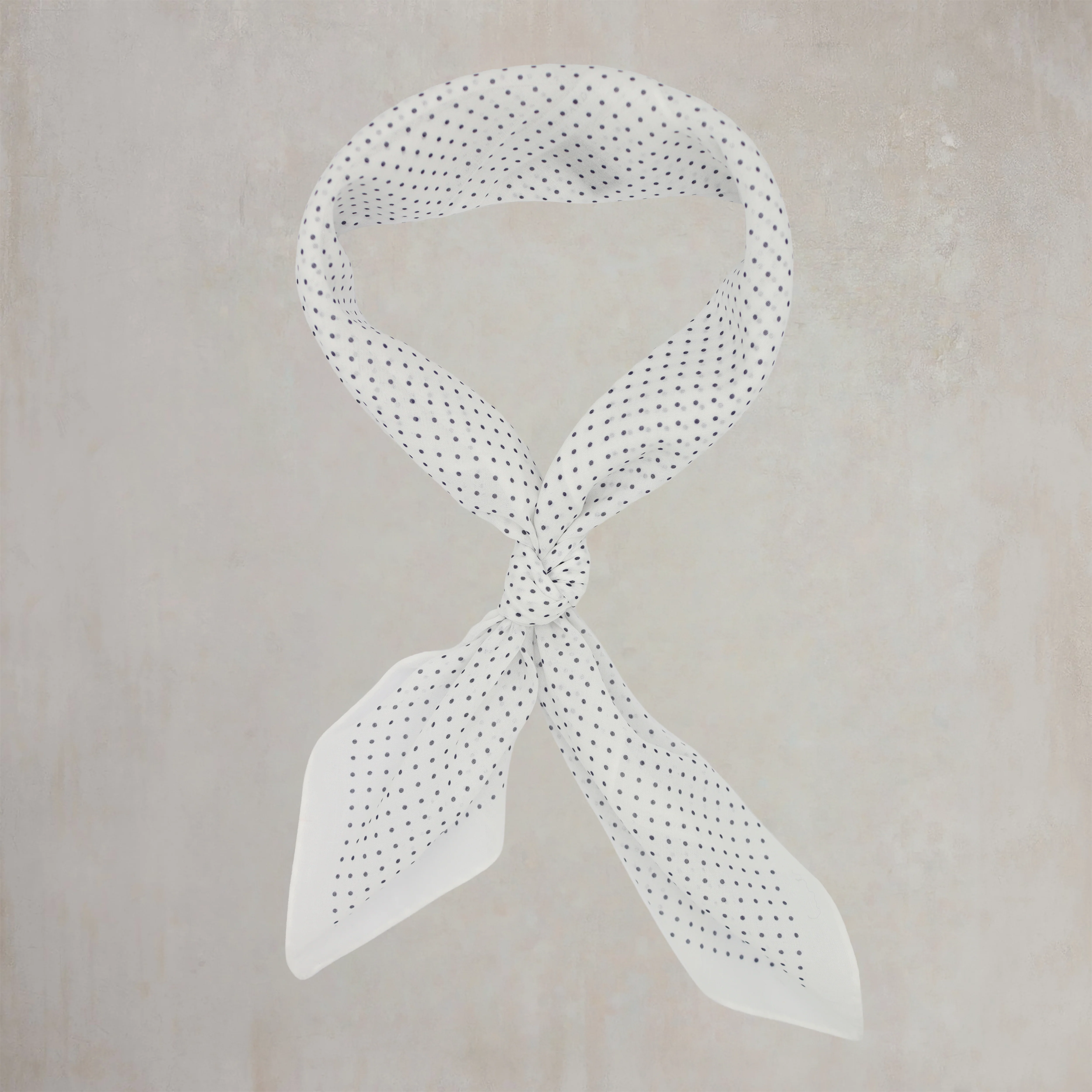 Cotton Spotted Neckerchief in White and Navy