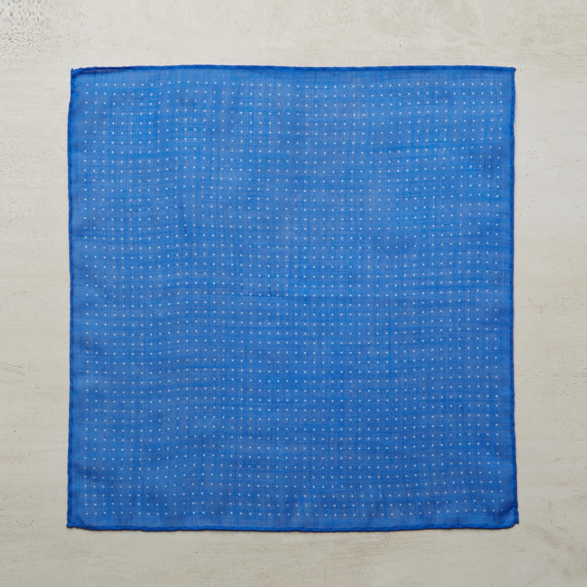 Cotton Spotted Pocket Square in Blue and White