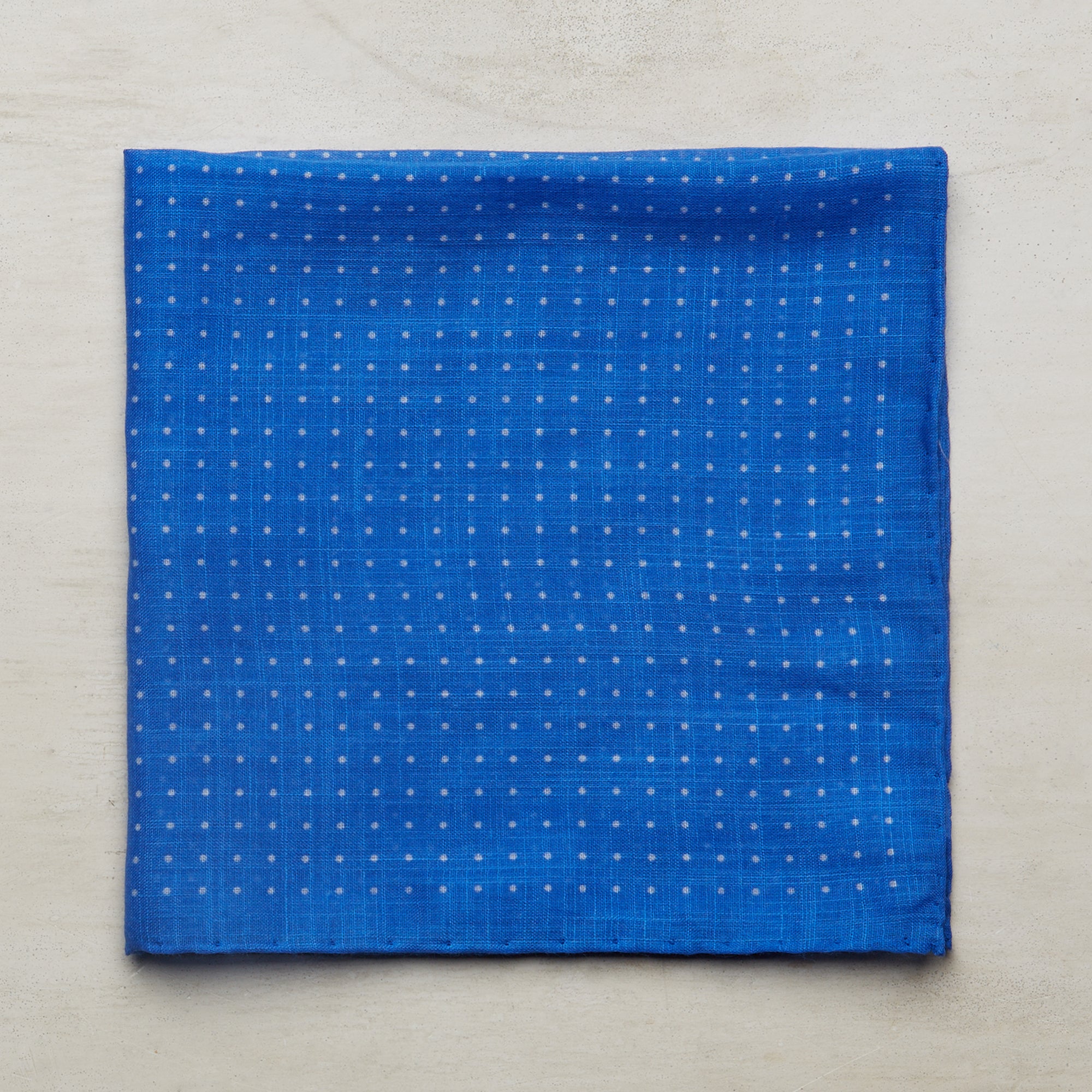 Cotton Spotted Pocket Square in Blue and White - Image 2