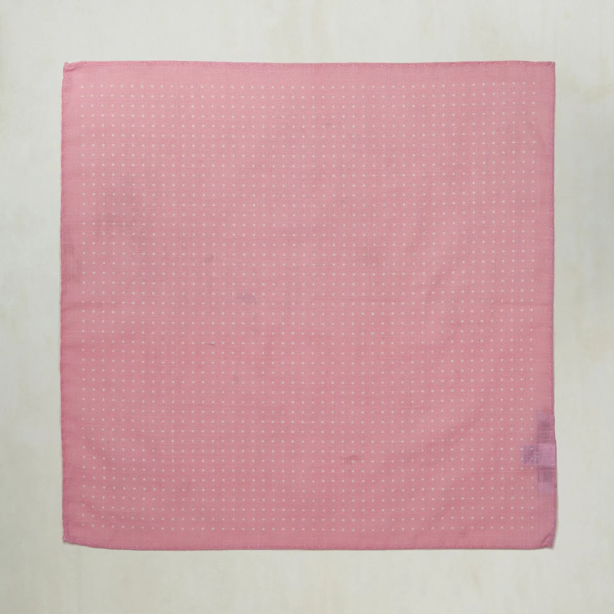 Cotton Spotted Pocket Square in Light Pink and White
