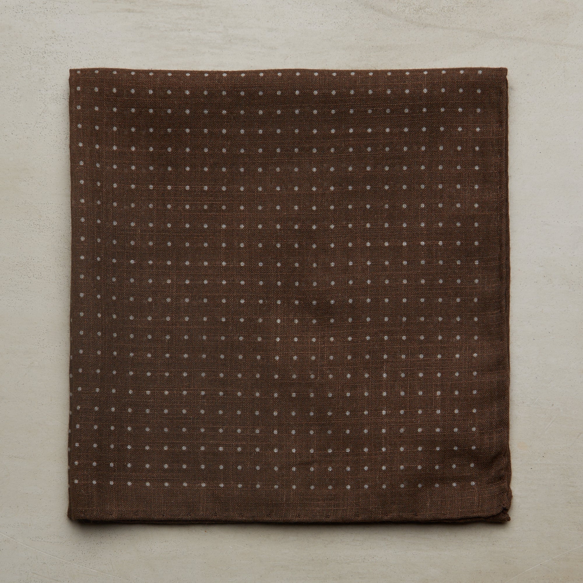 Cotton Spotted Pocket Square in Light Brown and White - Image 2