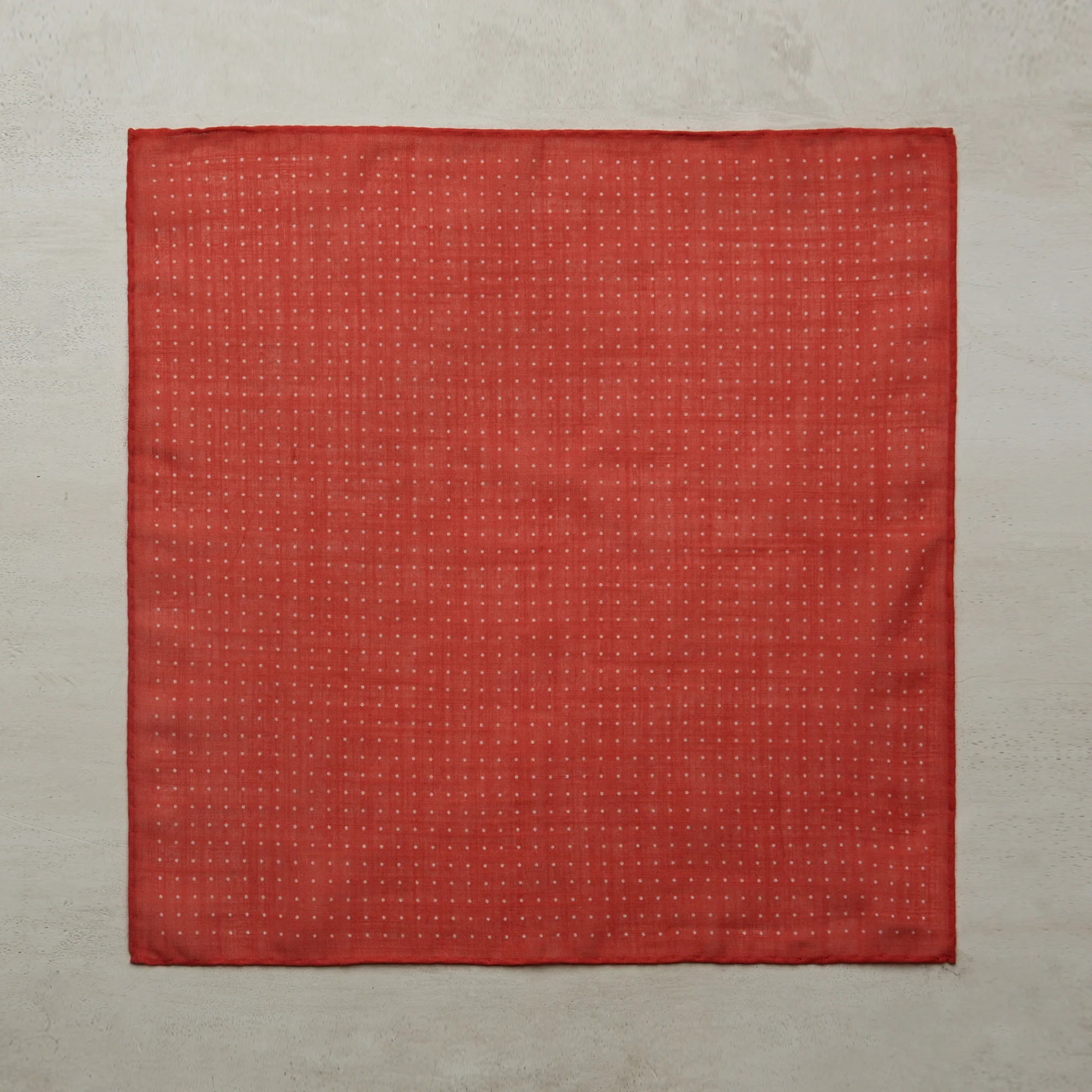 Cotton Spotted Pocket Square in Red and White