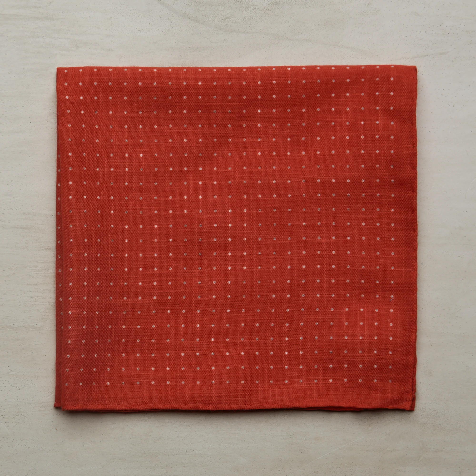 Cotton Spotted Pocket Square in Red and White - Image 2