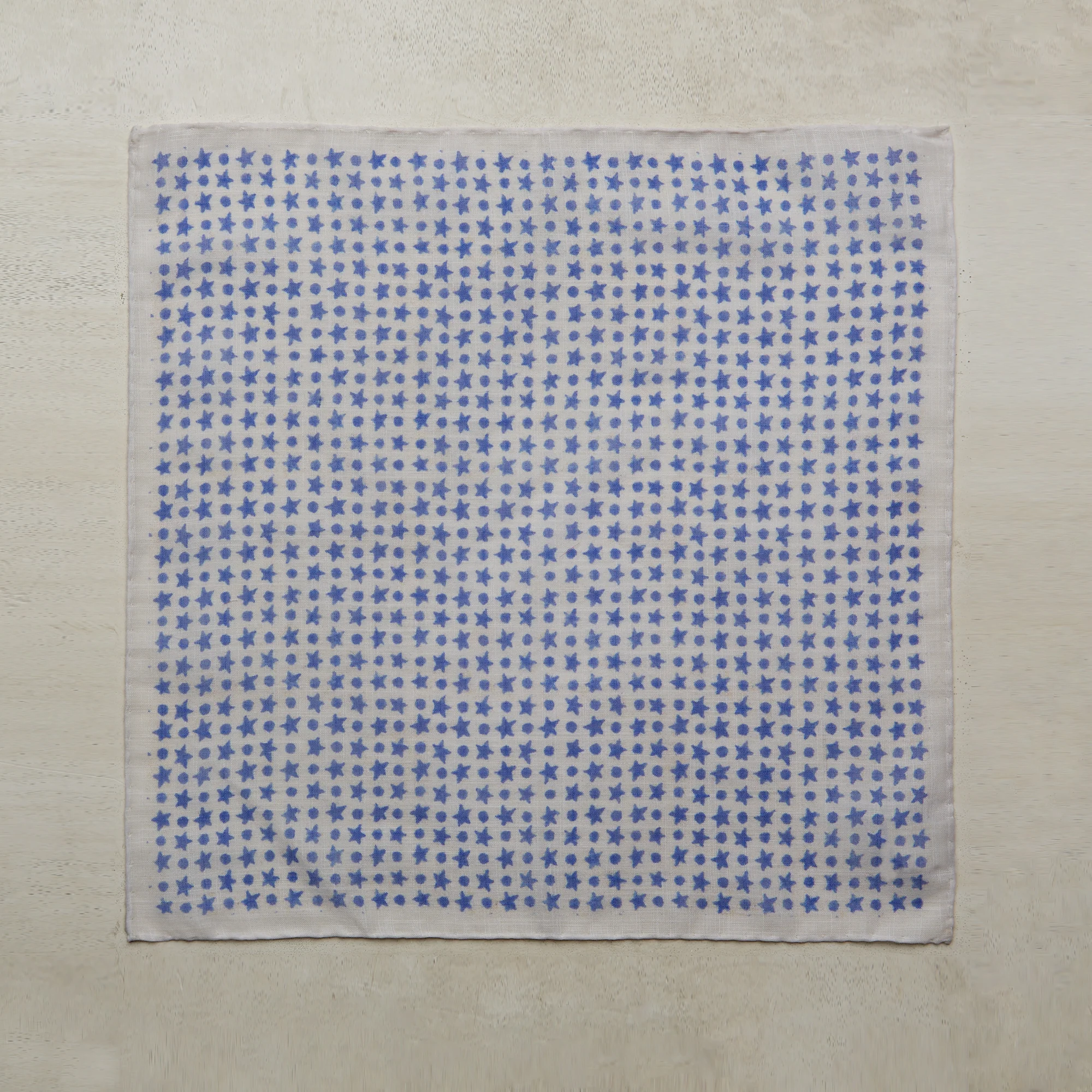 Cotton Star-Dot Pocket Square In Sky