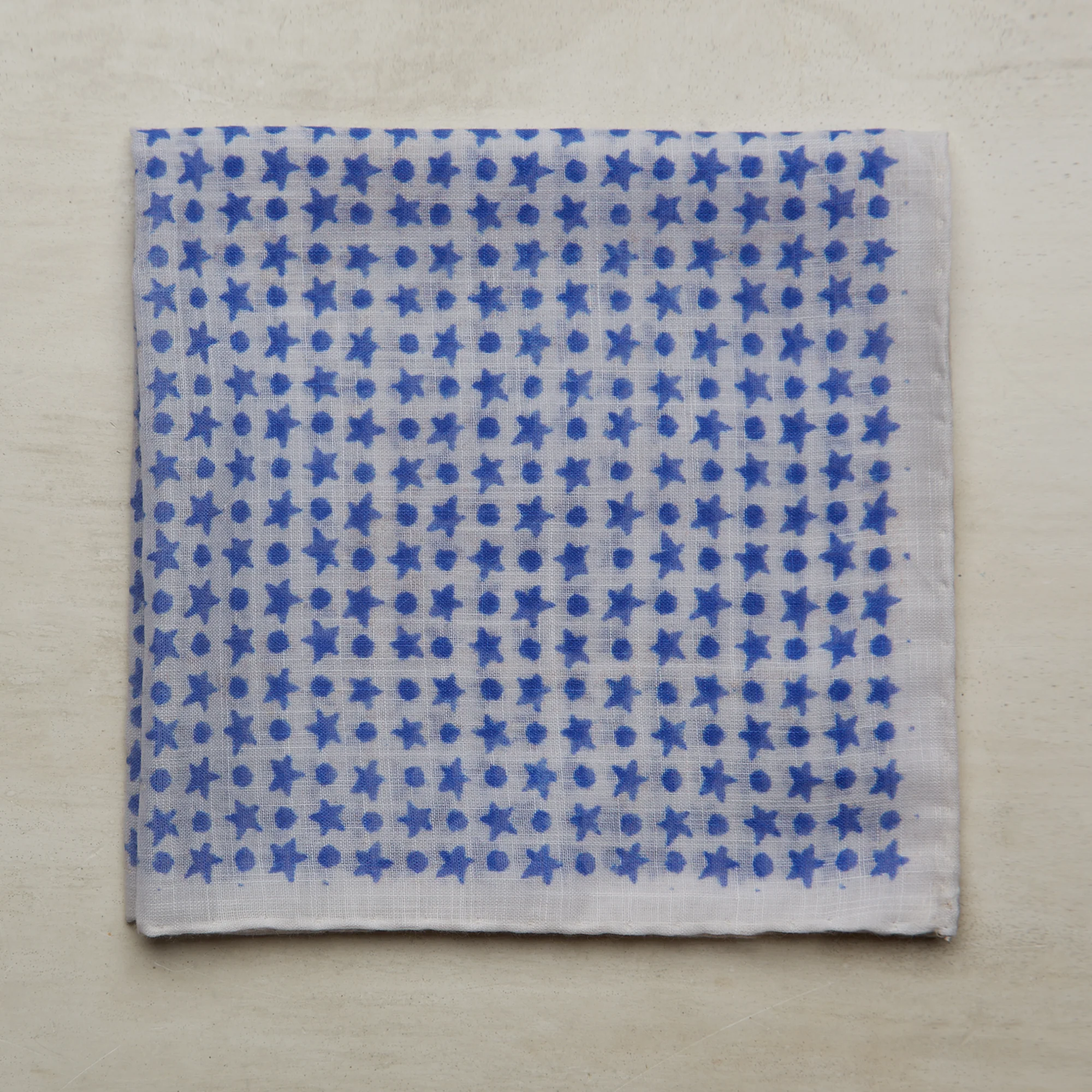 Cotton Star-Dot Pocket Square In Sky - Image 2