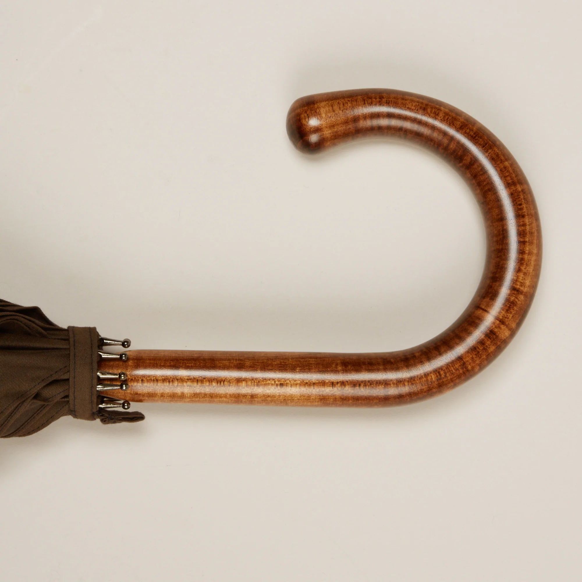 Cotton Umbrella With Maple Handle In Dark Brown - Image 4
