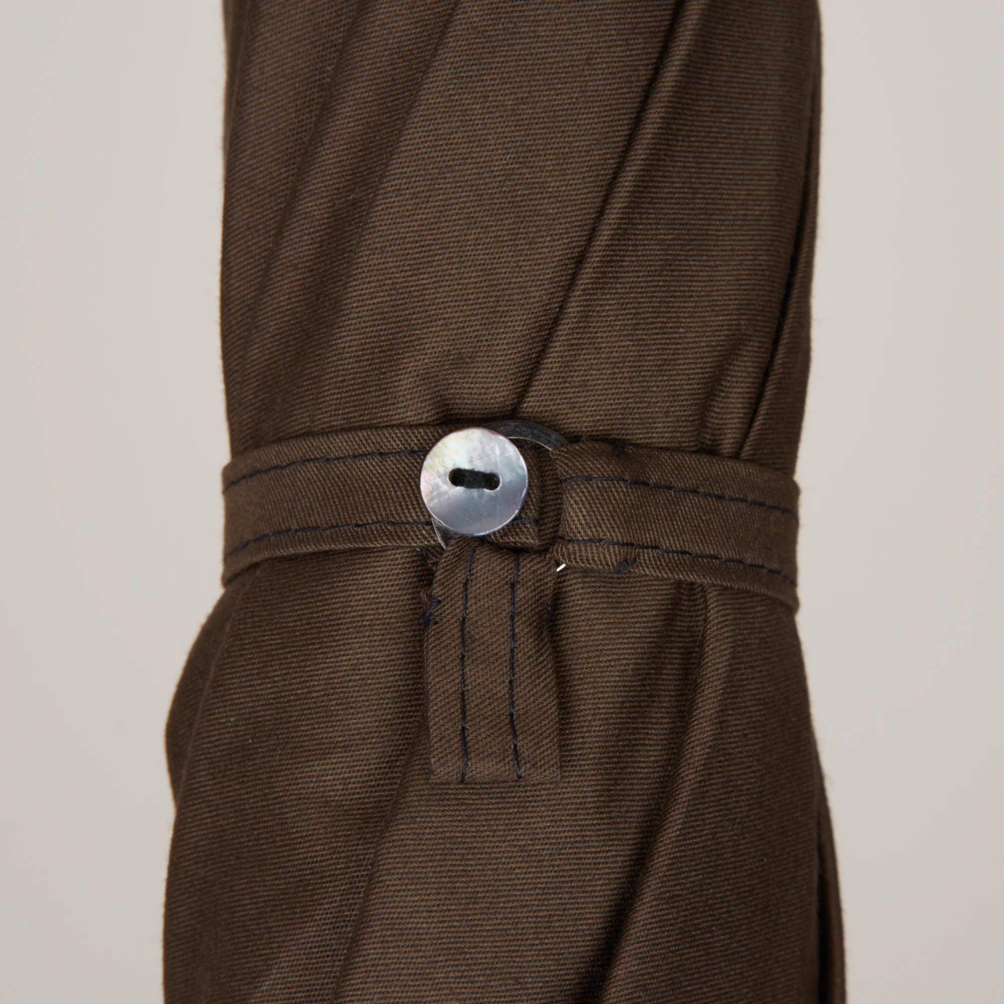 Cotton Umbrella With Maple Handle In Dark Brown - Image 5