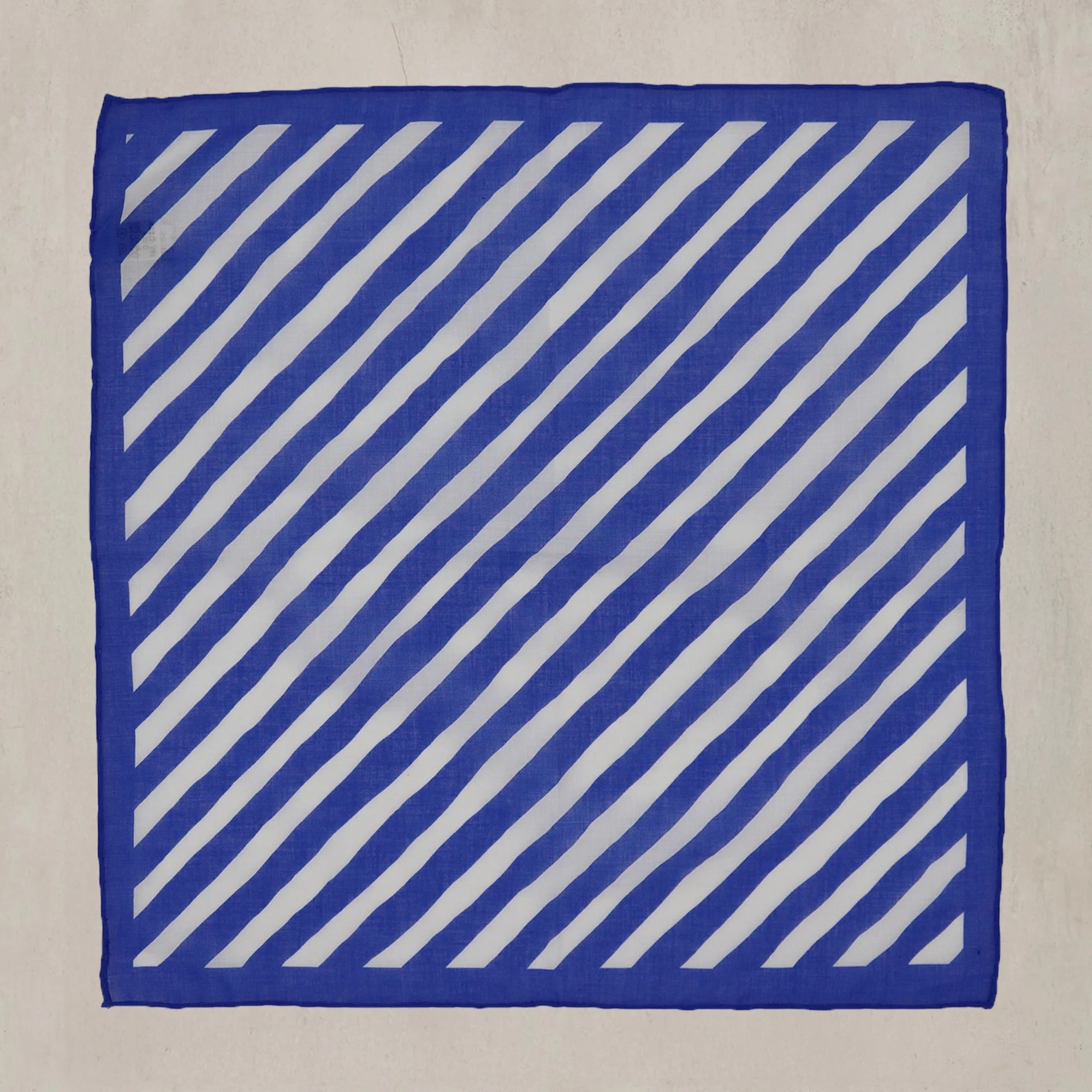 Diagonal Print Cotton Pocket Square in Blue