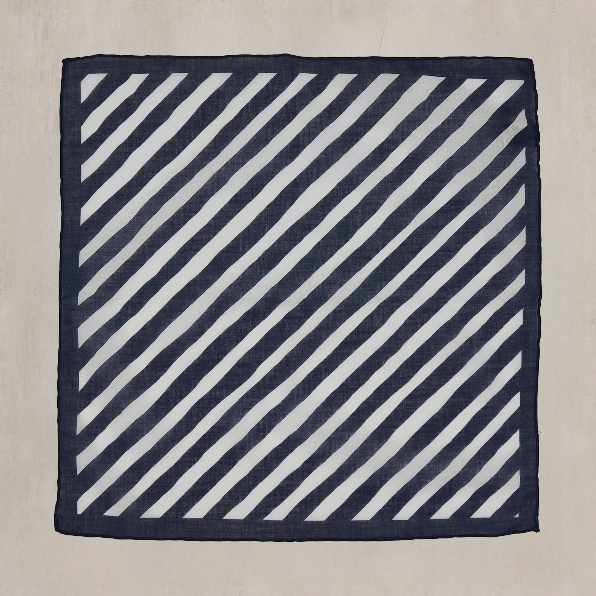 Diagonal Print Cotton Pocket Square in Navy