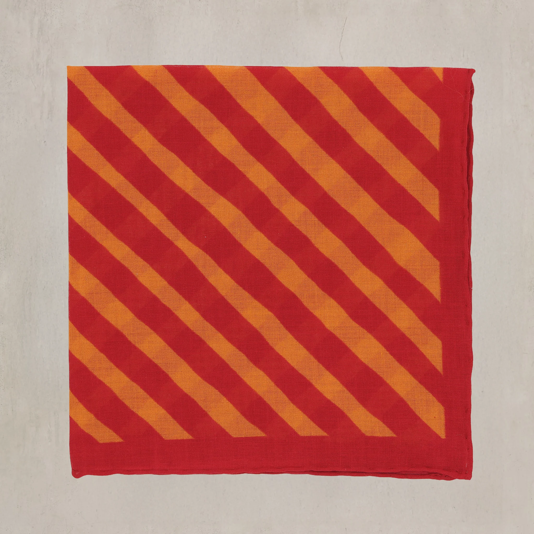 Diagonal Print Cotton Pocket Square in Red - Image 2