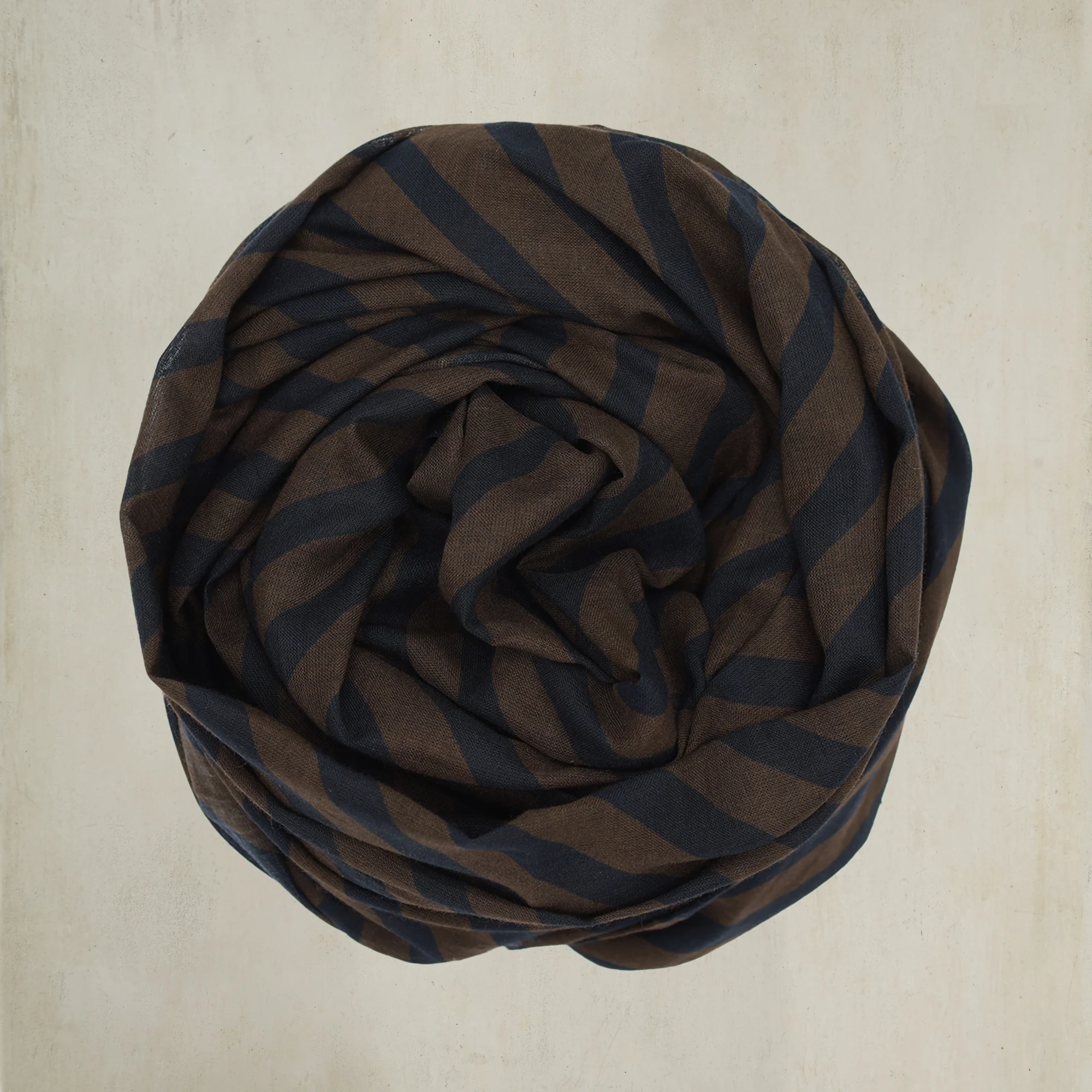 Diagonal Print Small Cotton Scarf in Brown