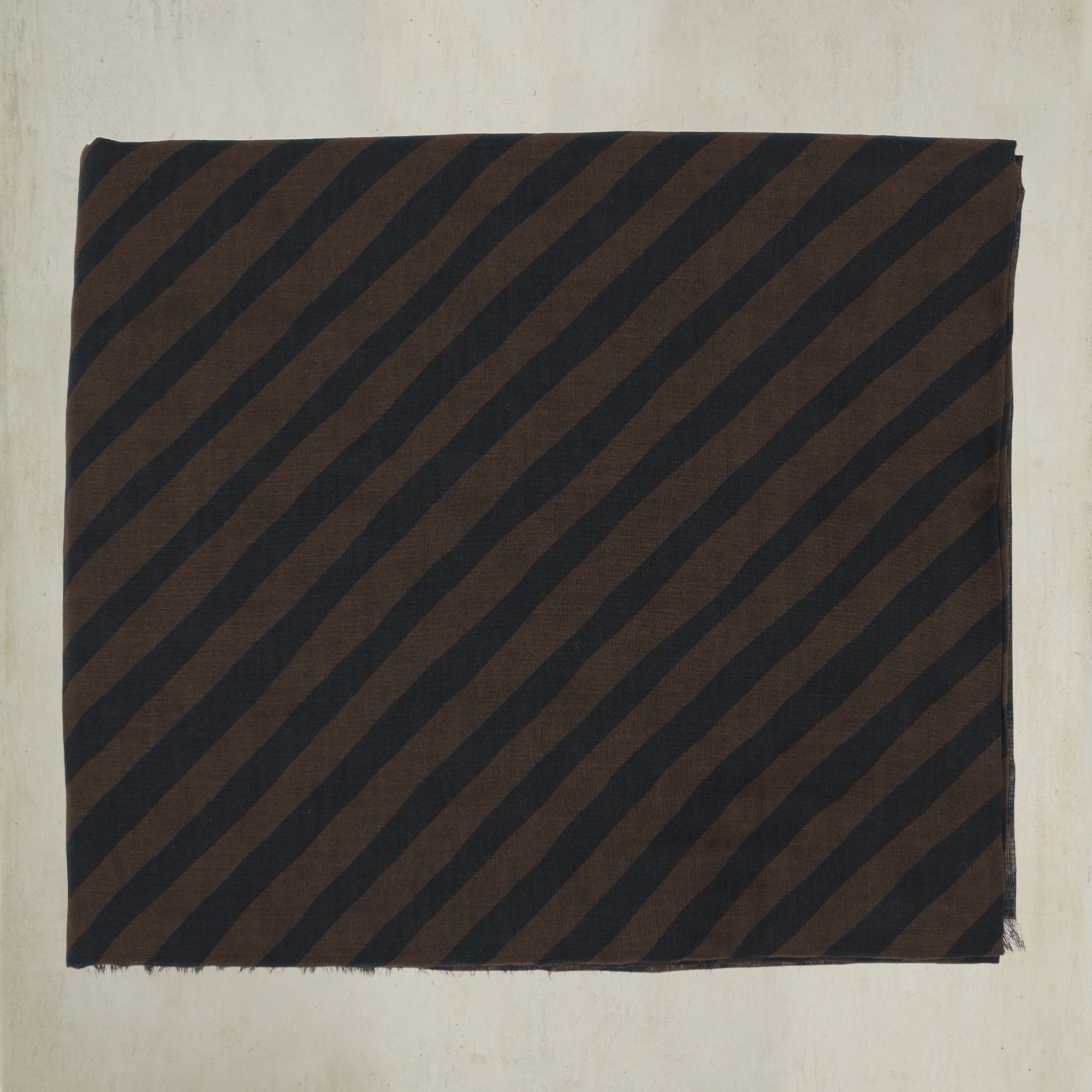 Diagonal Print Small Cotton Scarf in Brown - Image 2
