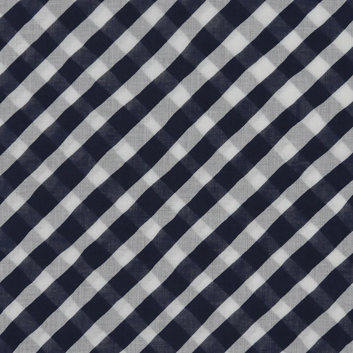 Diagonal Print Small Cotton Scarf in Navy - Image 3