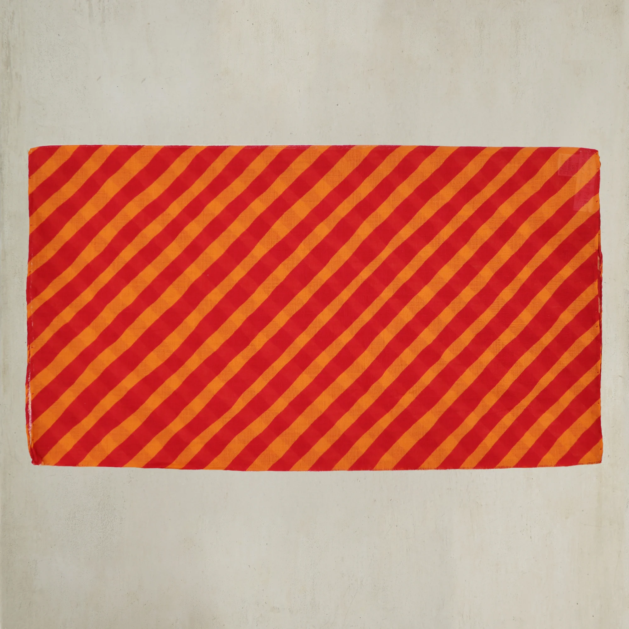 Diagonal Print Small Cotton Scarf in Red - Image 2