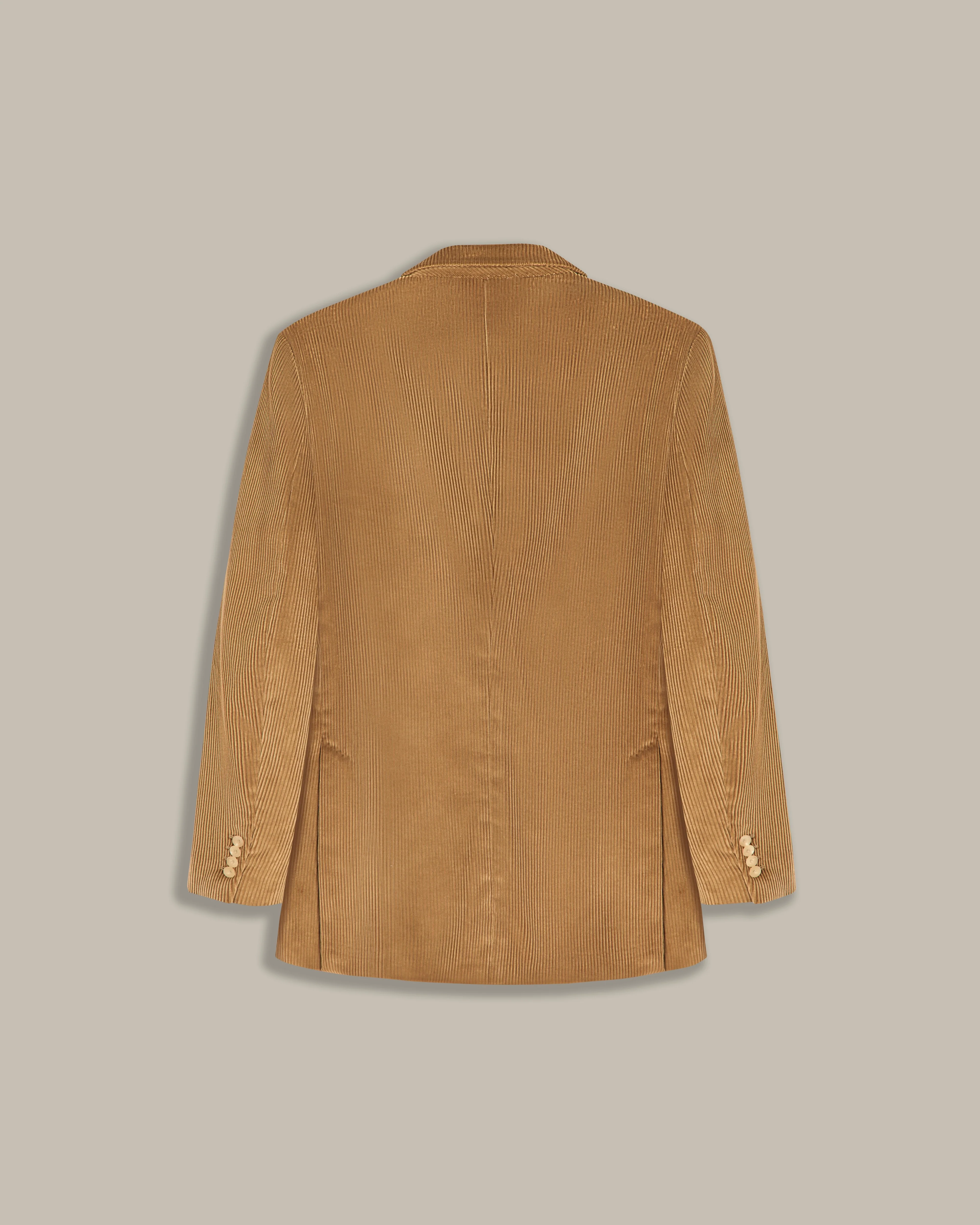 Double Breasted Corduroy Unstructured Jacket in Honey - Image 3