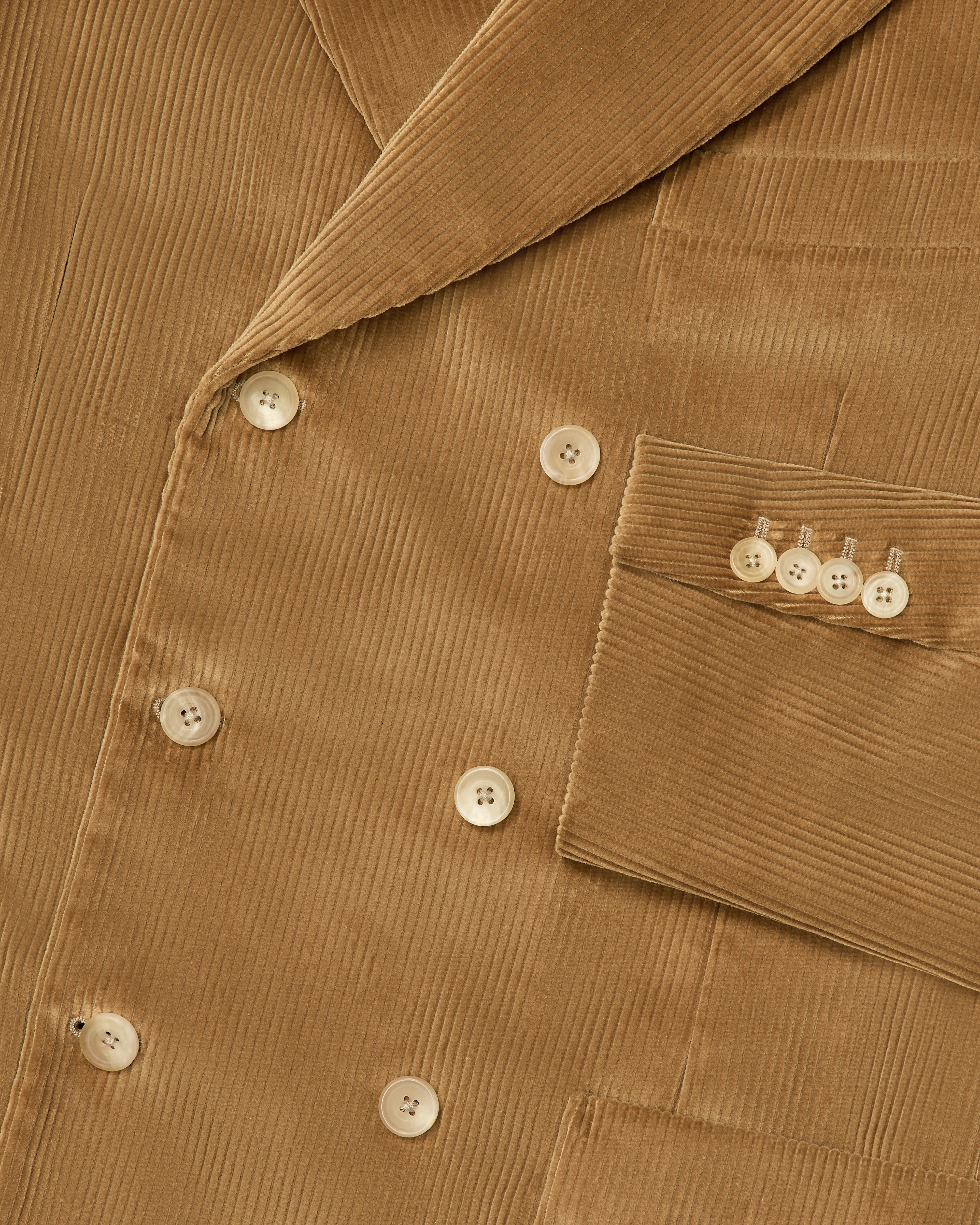 Double Breasted Corduroy Unstructured Jacket in Honey - Image 4