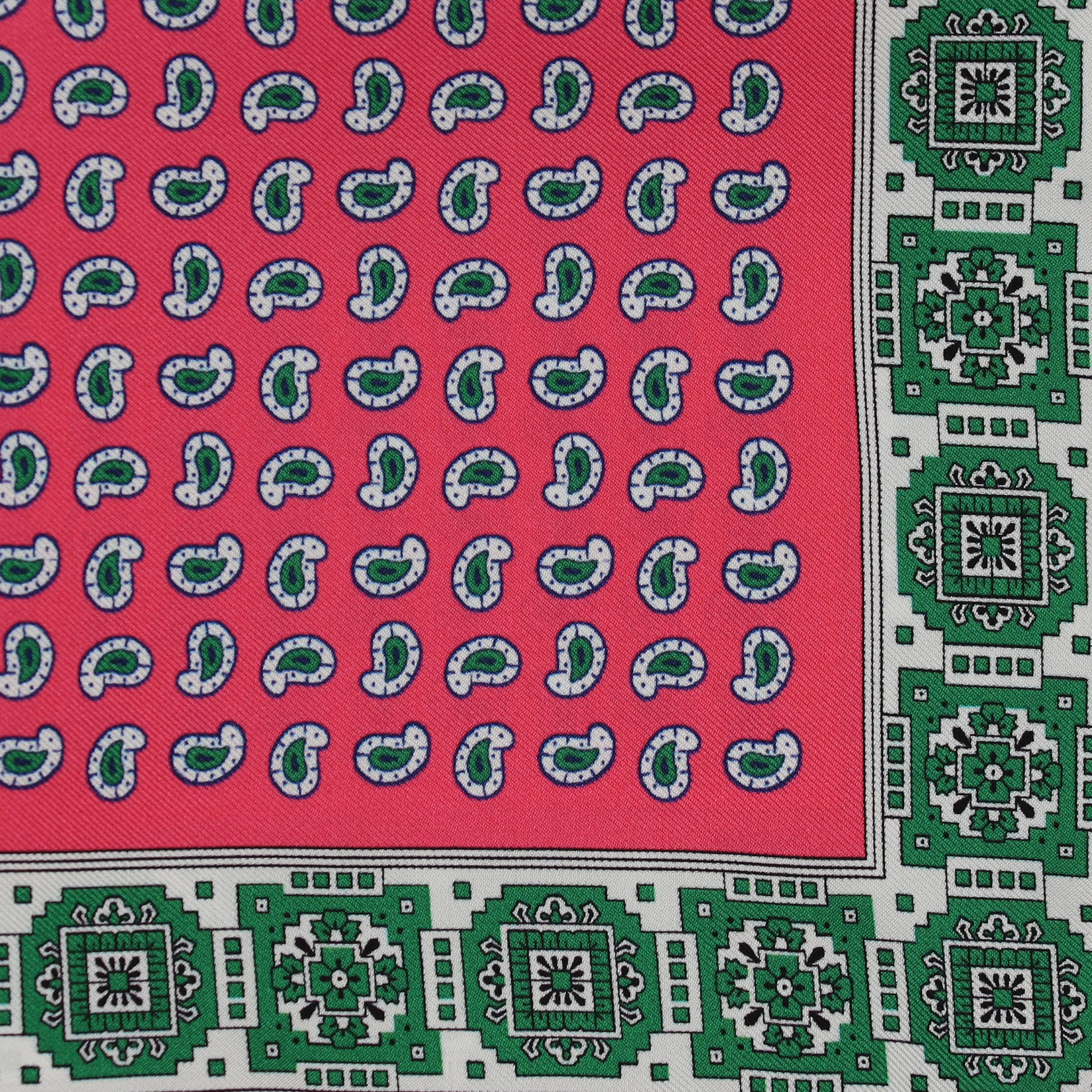 Edged Paisley Pocket Square in Pink - Image 3