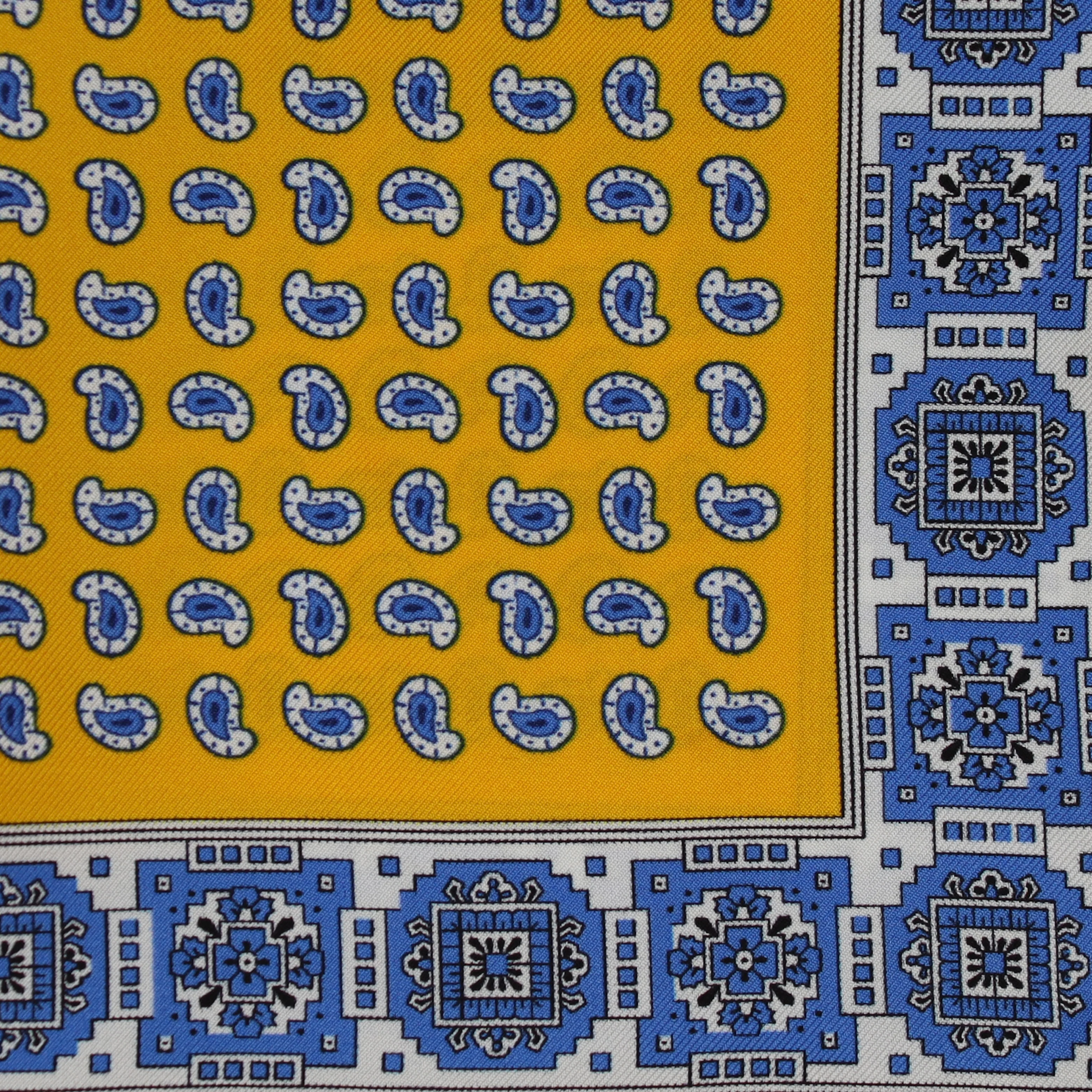 Edged Paisley Pocket Square in Yellow - Image 3