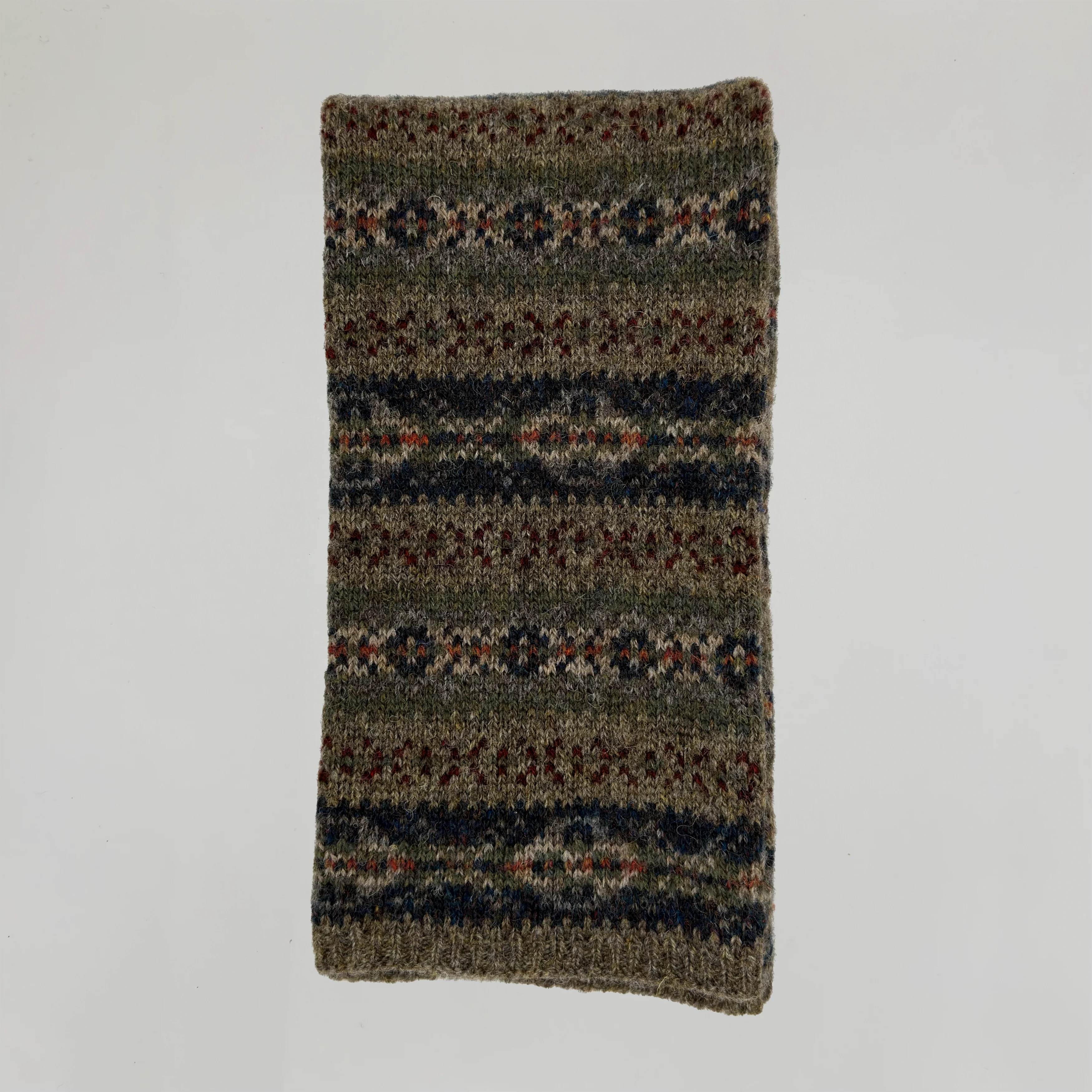 Fair Isle Knitted Scarf in Light Brown - Image 2