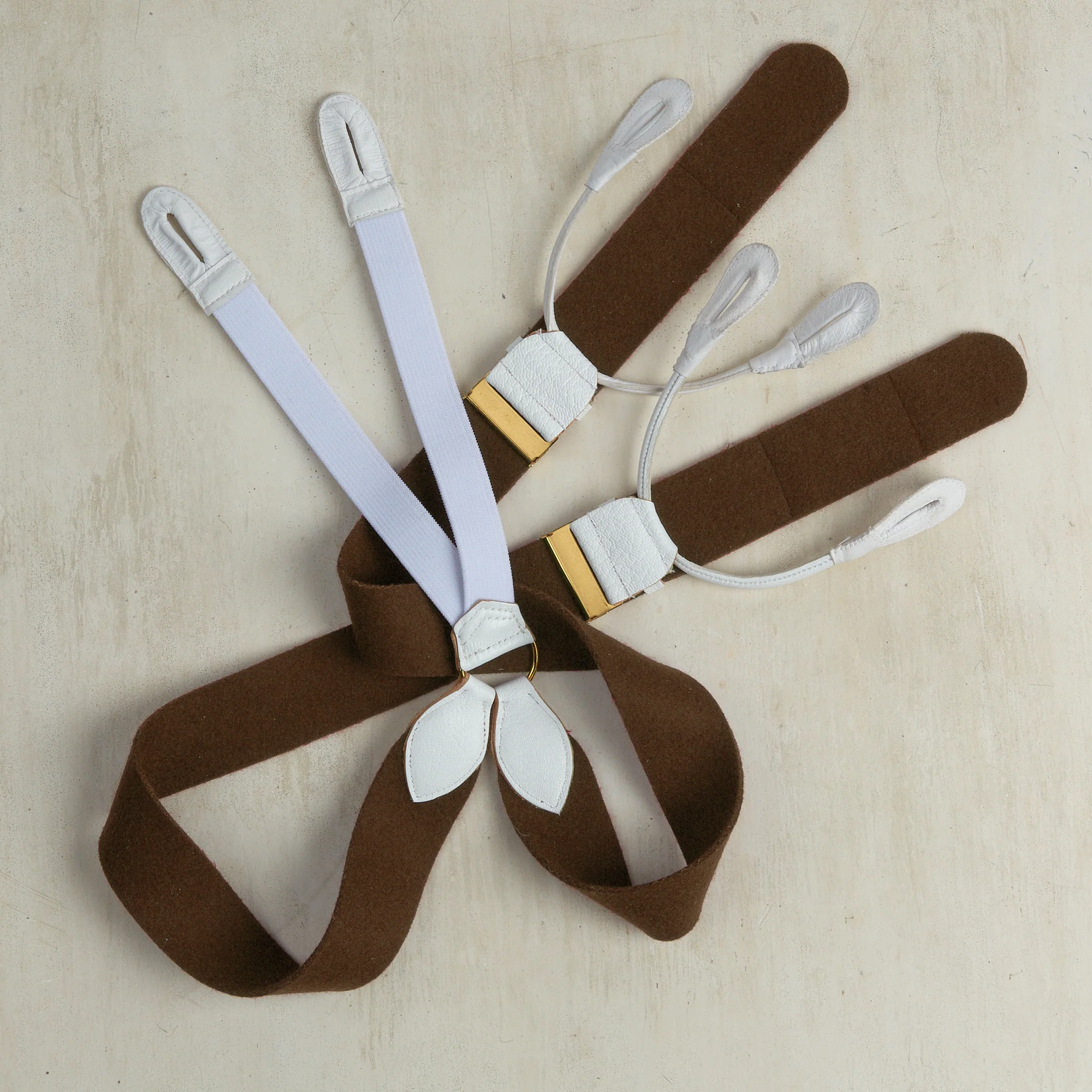 Handmade Felt Braces In Brown