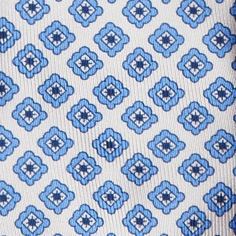 Geometric Print Tie In Off White - Image 3