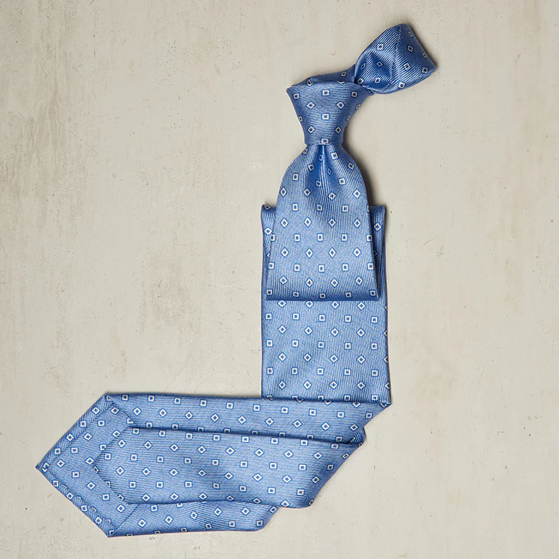 Geometric Square Repeat Printed Tie In Light Blue - Image 2