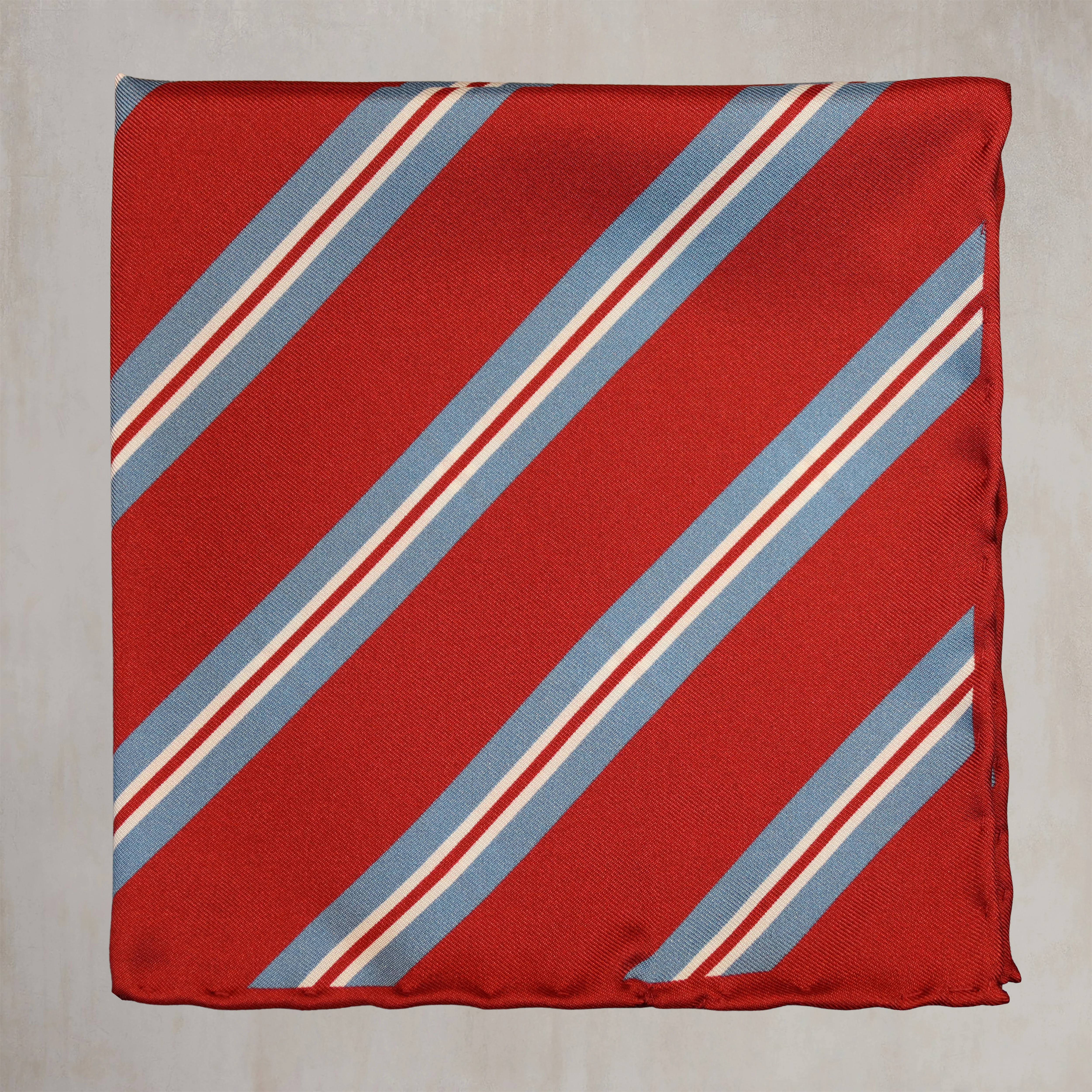 Geometric Stripe Pocket Square in Red - Image 2