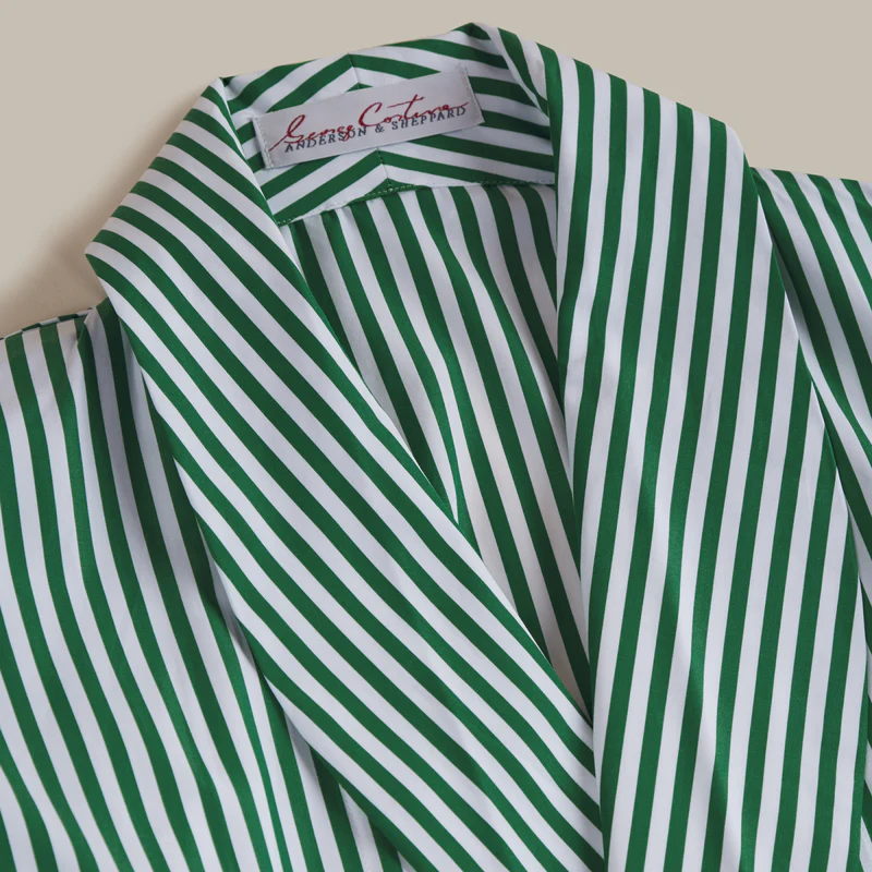 George Cortina For Anderson & Sheppard Striped Robe in Green - Image 4