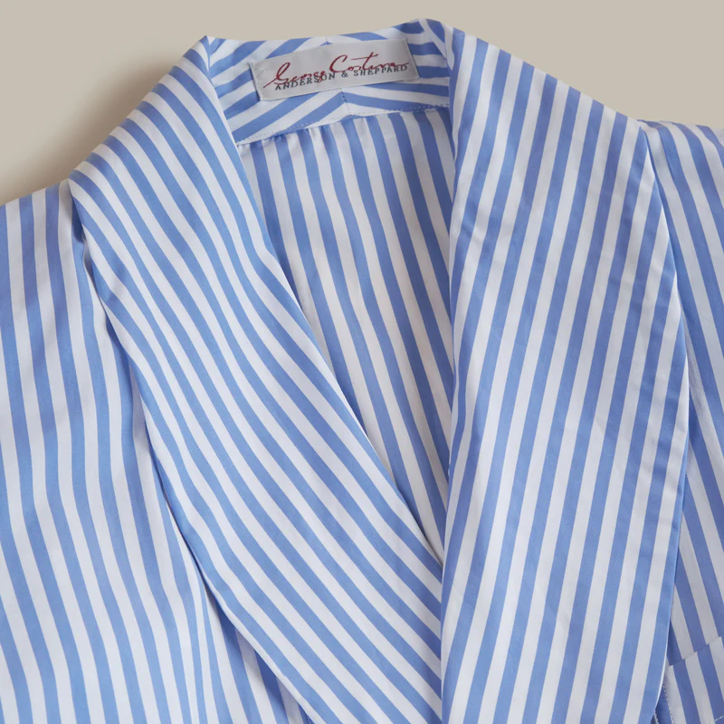 George Cortina For Anderson & Sheppard Striped Robe in Light Blue - Image 3