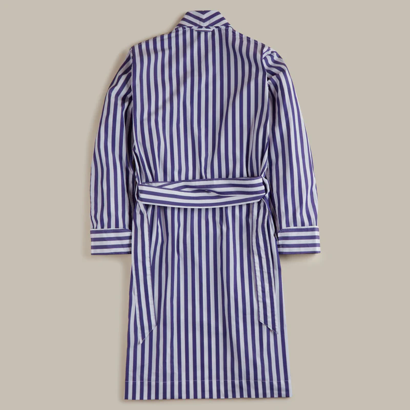 George Cortina For Anderson & Sheppard Wide Stripe Robe in Blue - Image 2