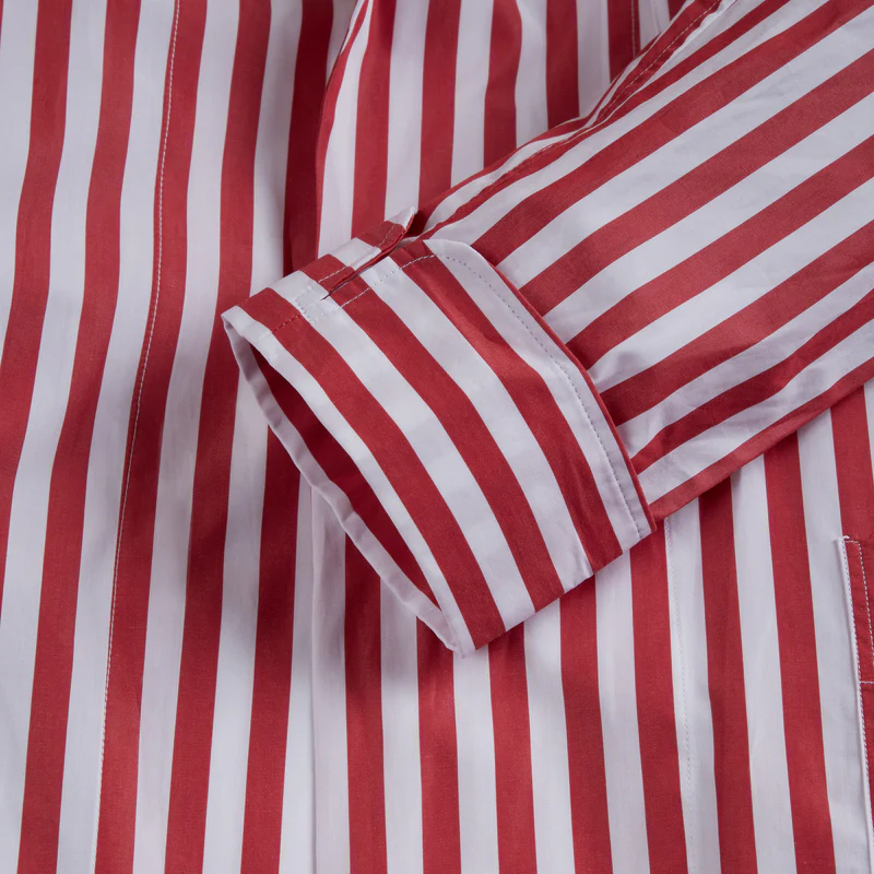 George Cortina For Anderson & Sheppard Wide Stripe Robe in Red - Image 4