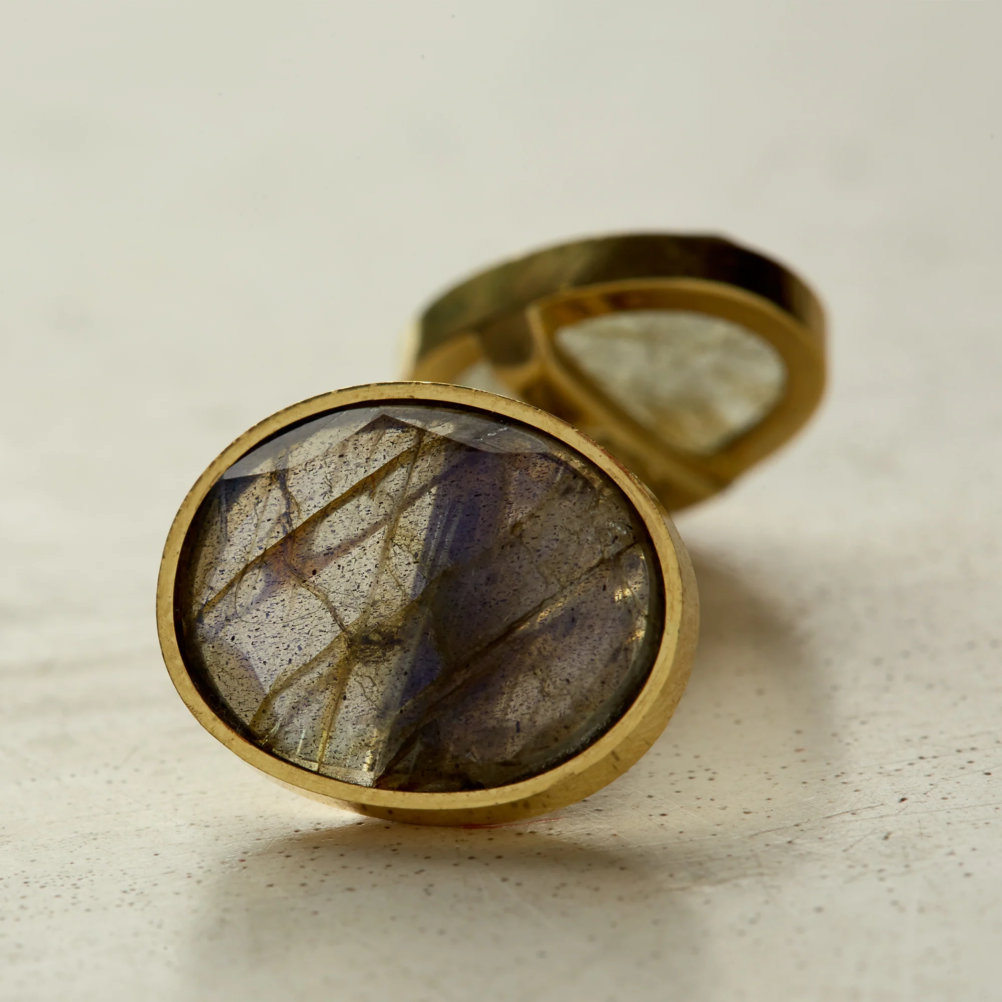 Gold Cufflinks With Labradorite Stone - Image 2