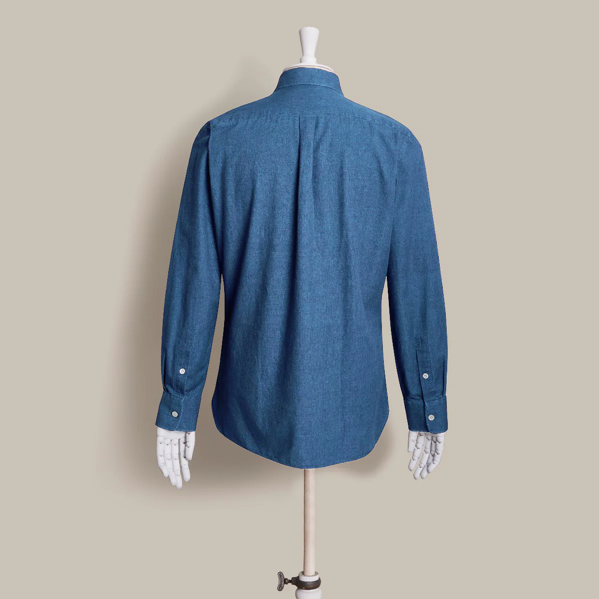 100 Hands For Anderson & Sheppard Handmade Chambray Shirt In Mid Blue - Image 3