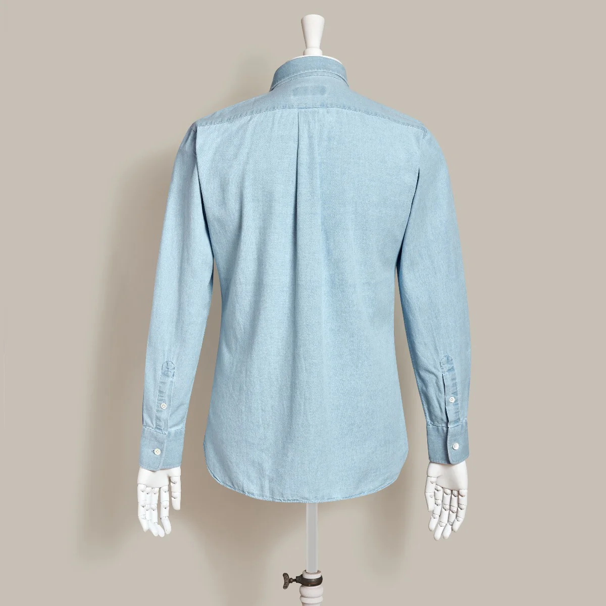 100 Hands For Anderson & Sheppard Handmade Chambray Shirt In Light Sky - Image 4