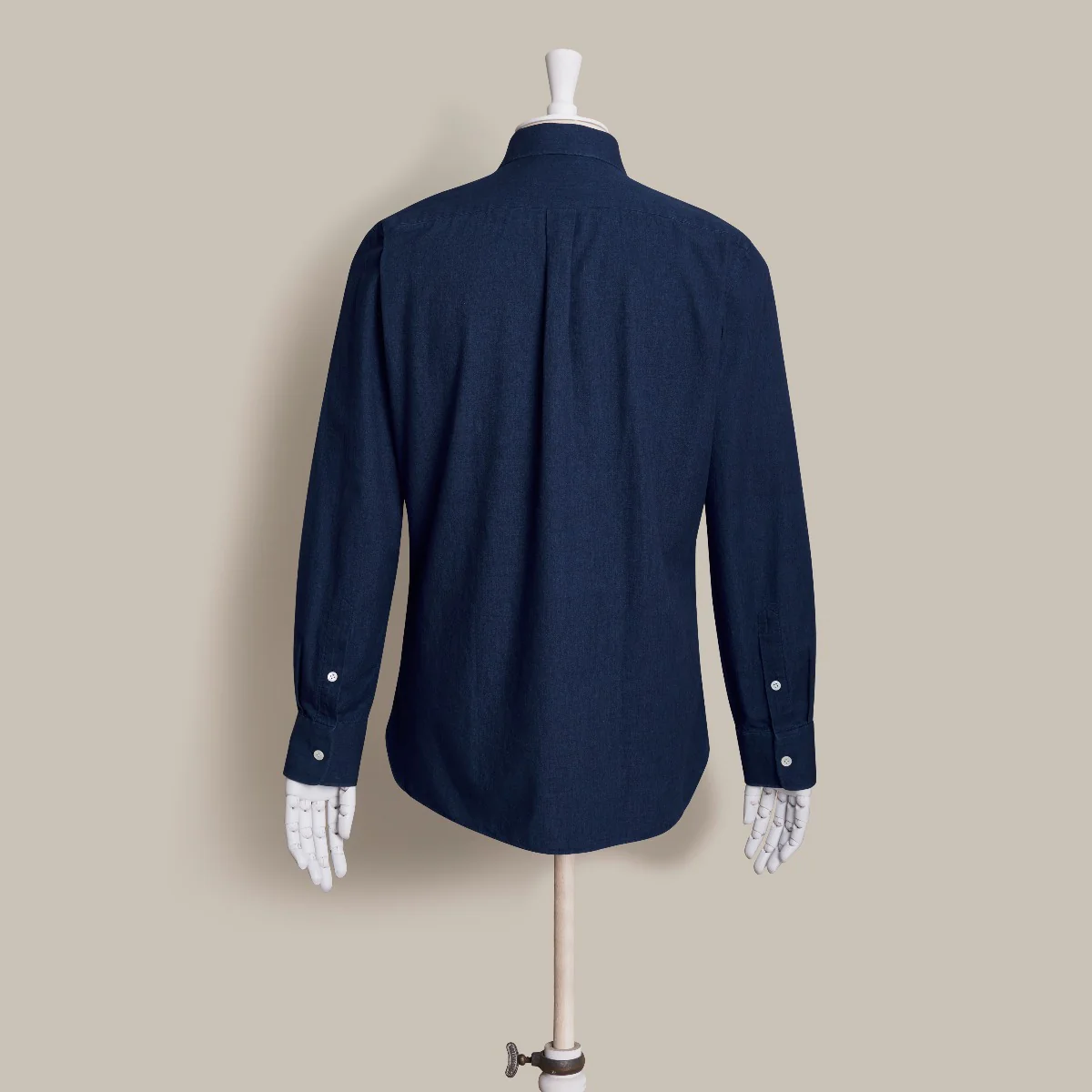 100 Hands For Anderson & Sheppard Handmade Chambray Shirt In Navy - Image 3