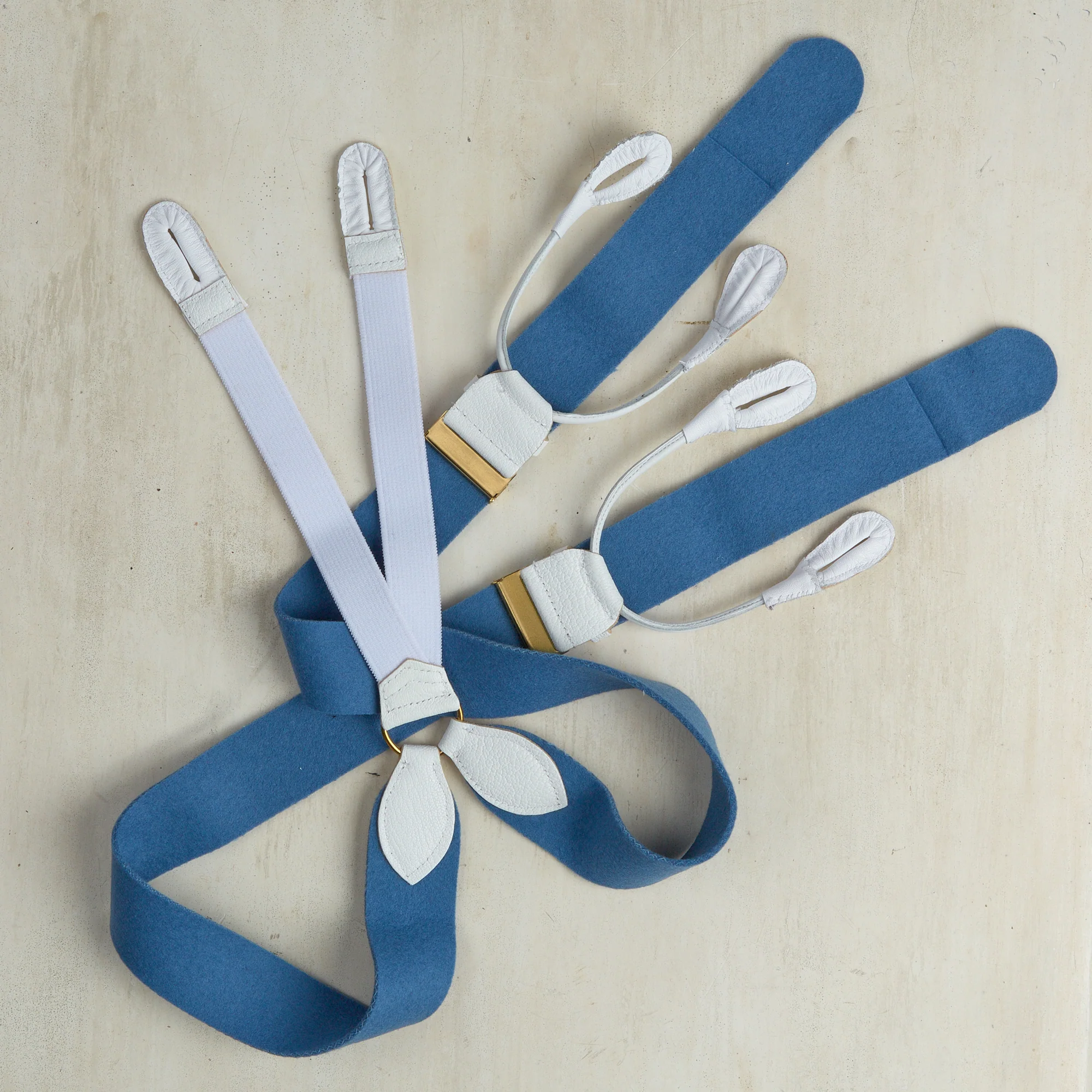 Handmade Felt Braces In Blue