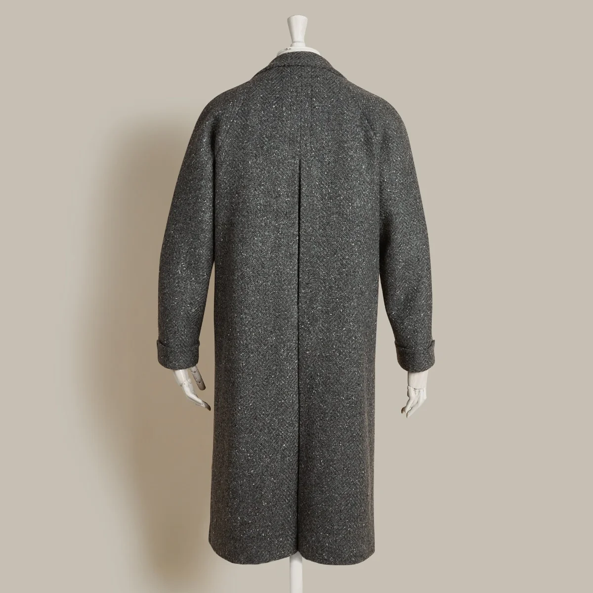 Artisan Woven Donegal Woollen Coat In Dark Grey - Image 4