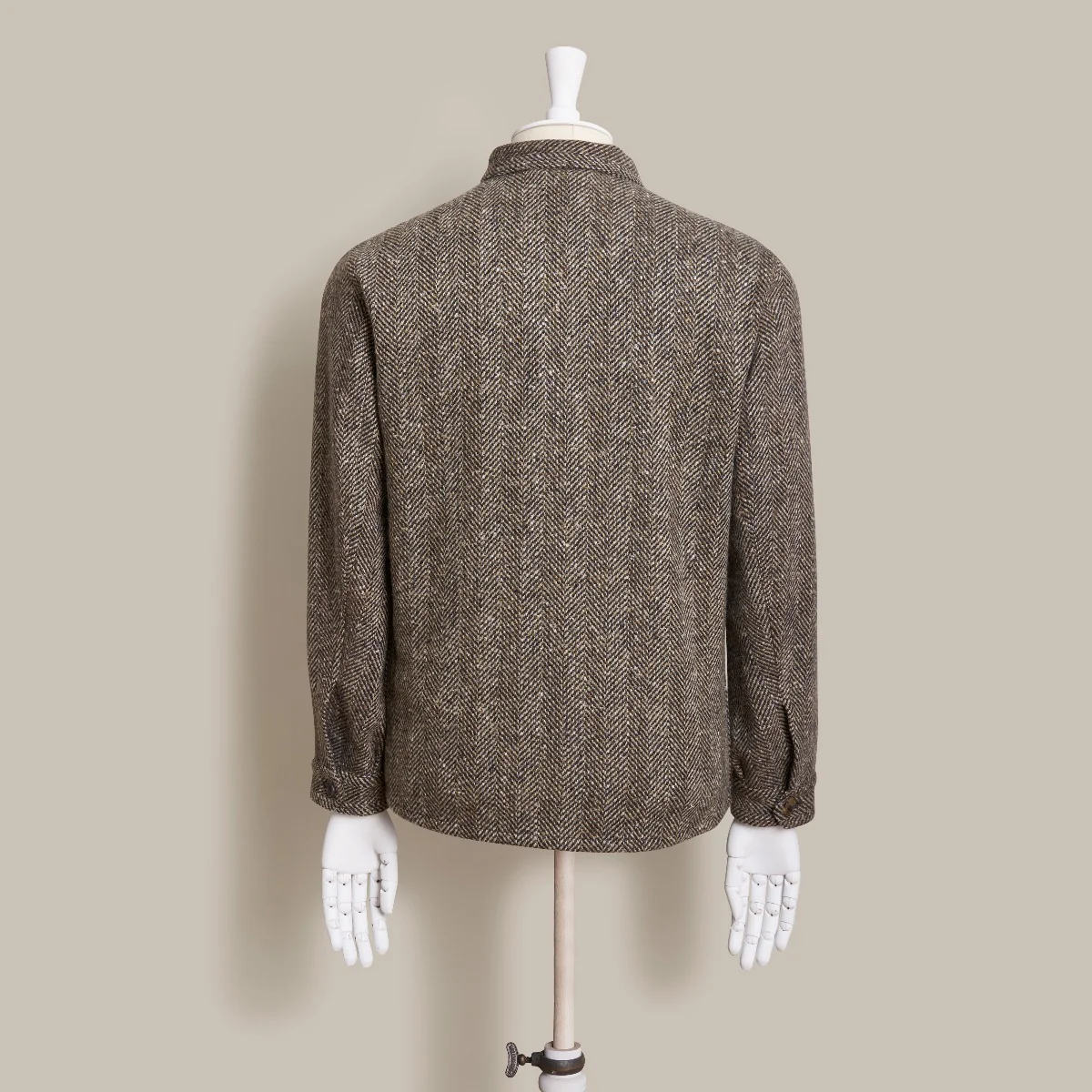 Artisan Woven Herringbone Jacket No. 2 In Light Brown - Image 3