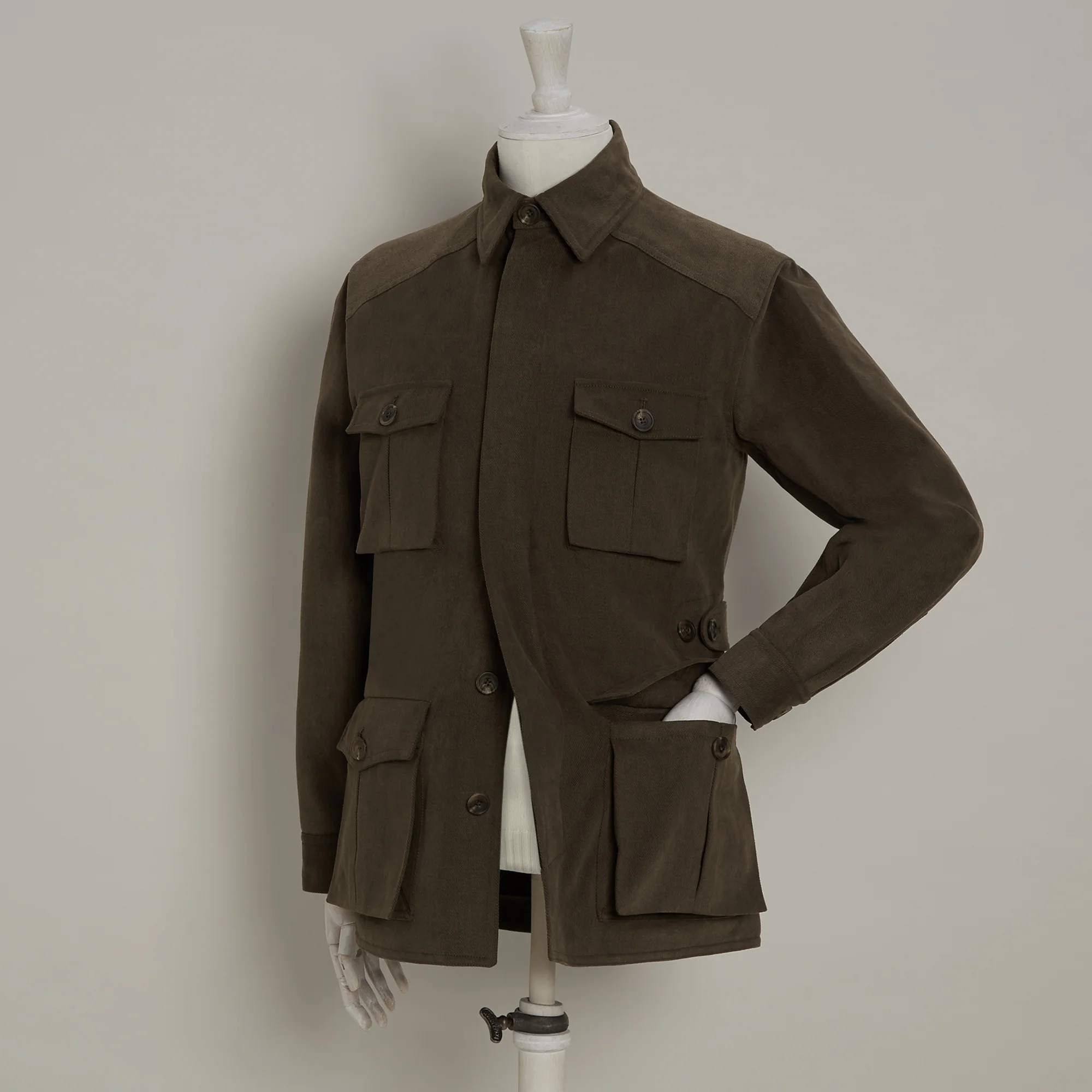 Heavy Drill Cotton Travel Jacket In Chocolate - Image 2
