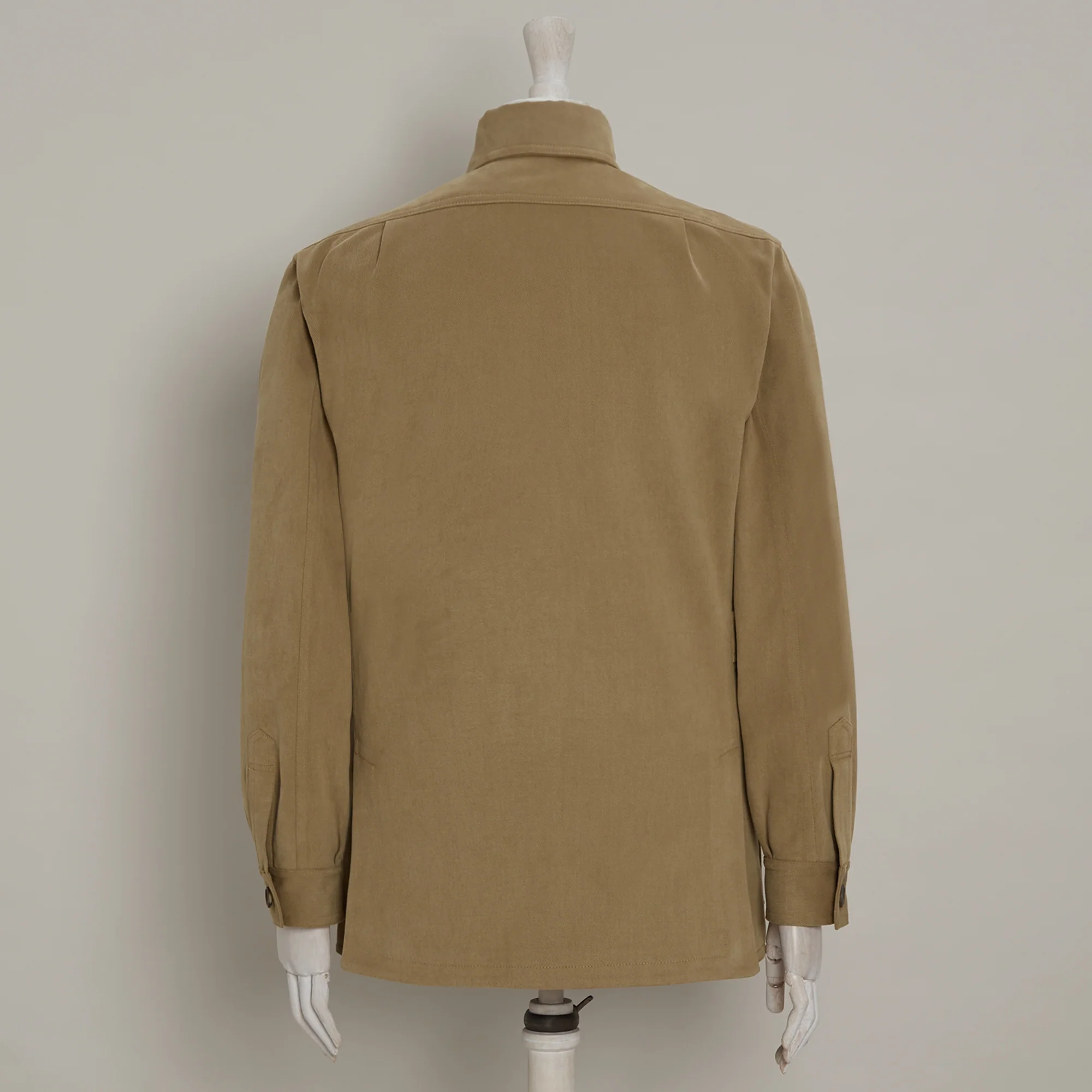 Heavy Drill Cotton Travel Jacket In Taupe - Image 4