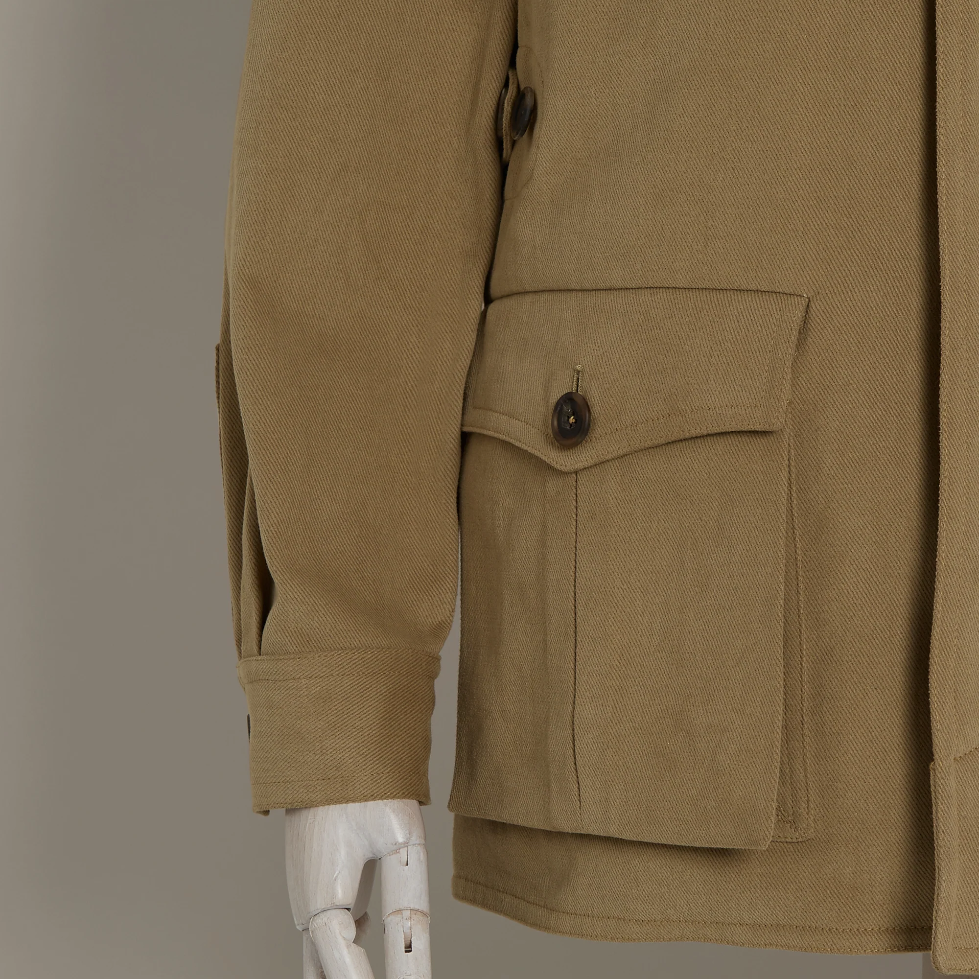 Heavy Drill Cotton Travel Jacket In Taupe - Image 6