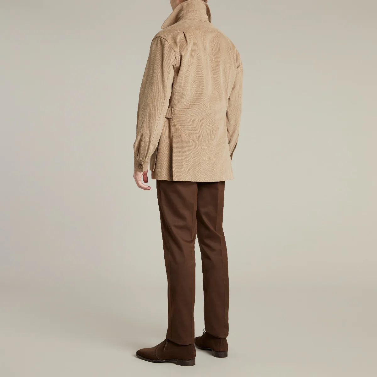 Heavy Drill Cotton Travel Jacket In Taupe - Image 8