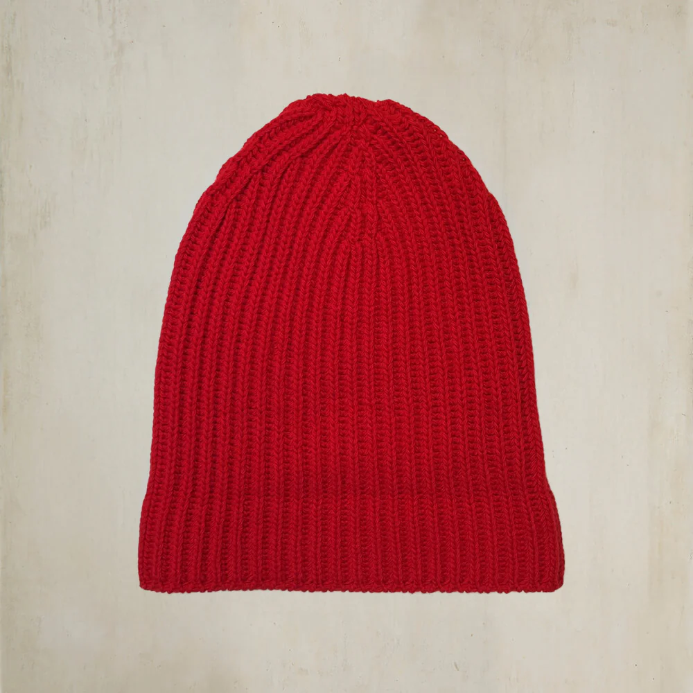 Soft Lambswool Heavy Knit Hat In Dark Red